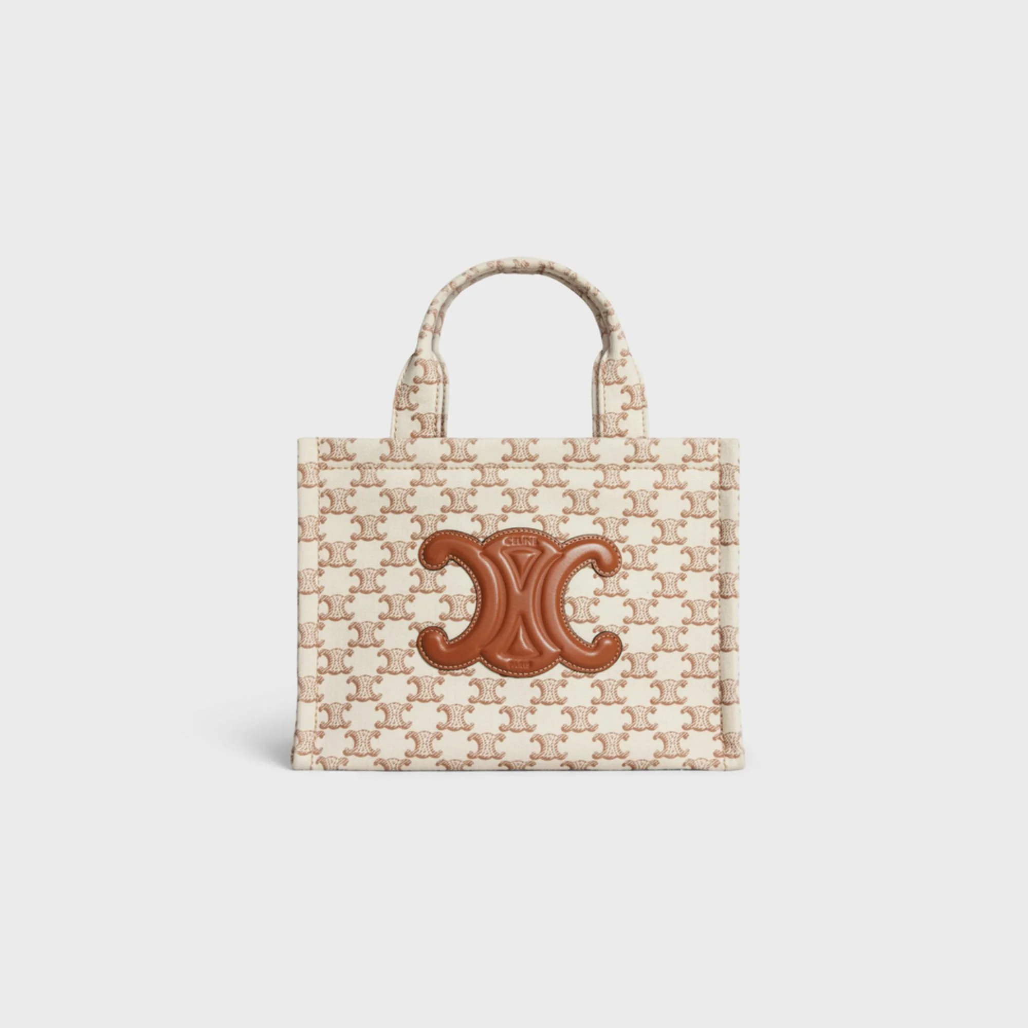 Thais Small Cabas Textile W/Triomphe Print - White