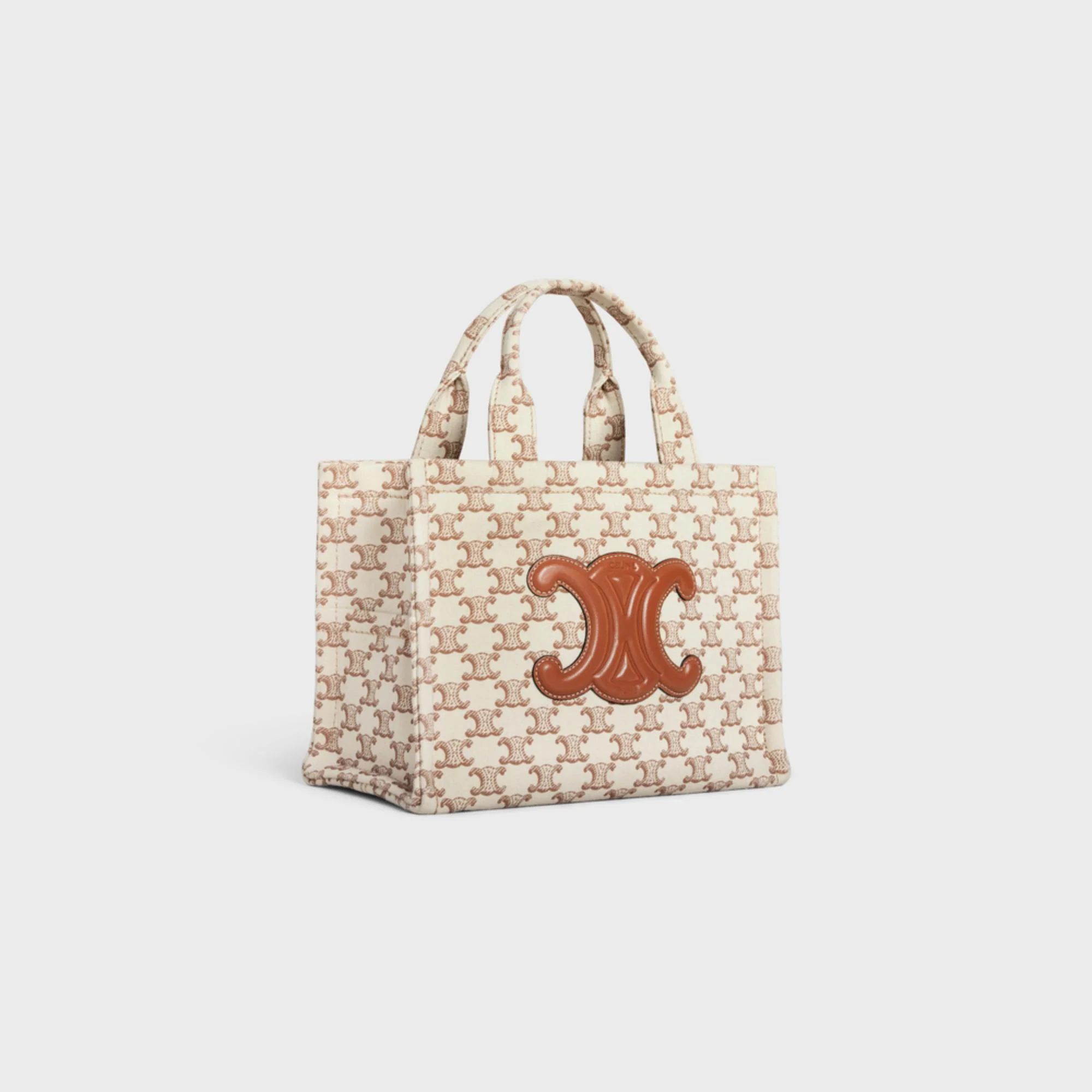 Thais Small Cabas Textile W/Triomphe Print - White - Image 2