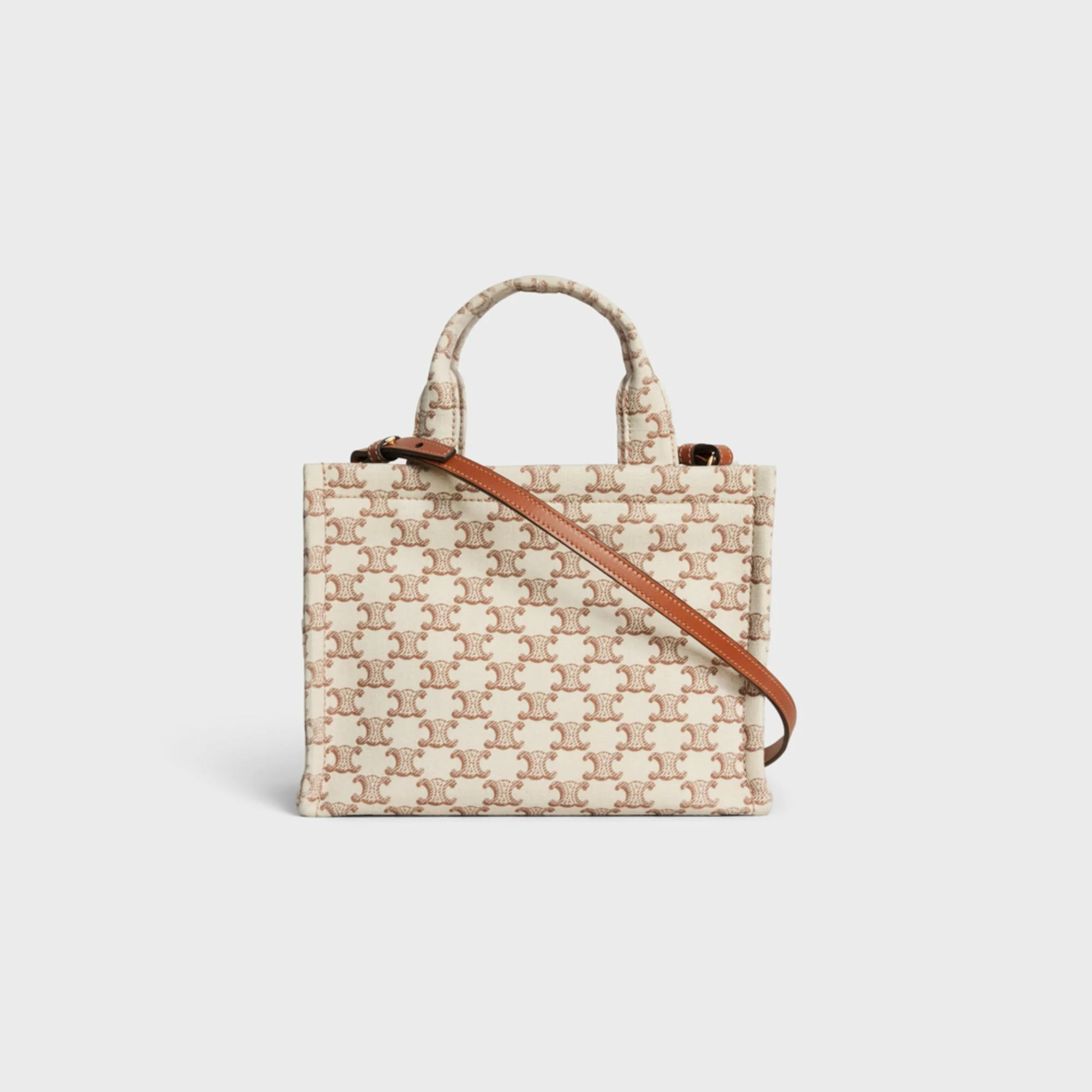 Thais Small Cabas Textile W/Triomphe Print - White - Image 3