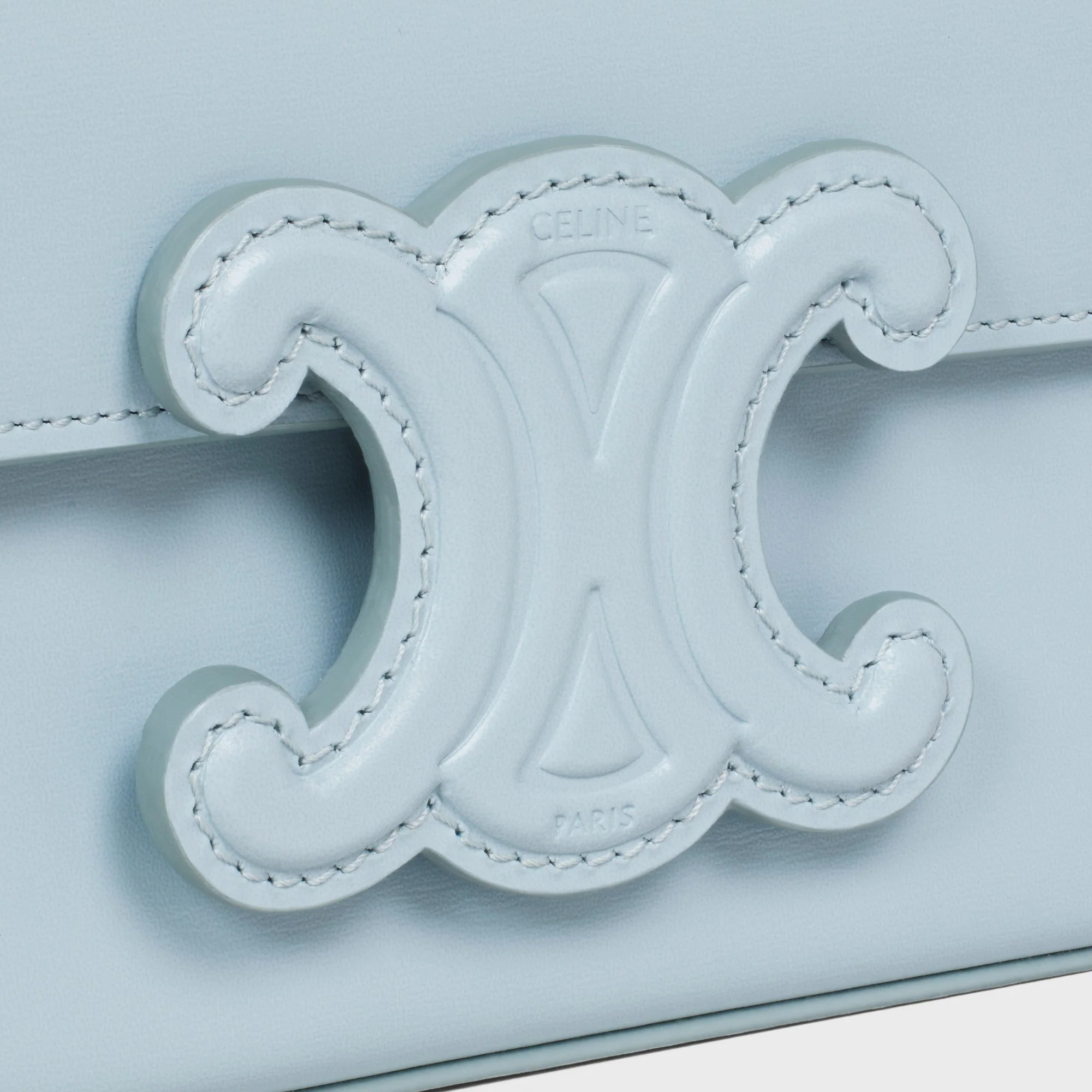 Cuir Triomphe Chain Shoulder Bag Shiny Calfskin - Ice Blue - Image 9