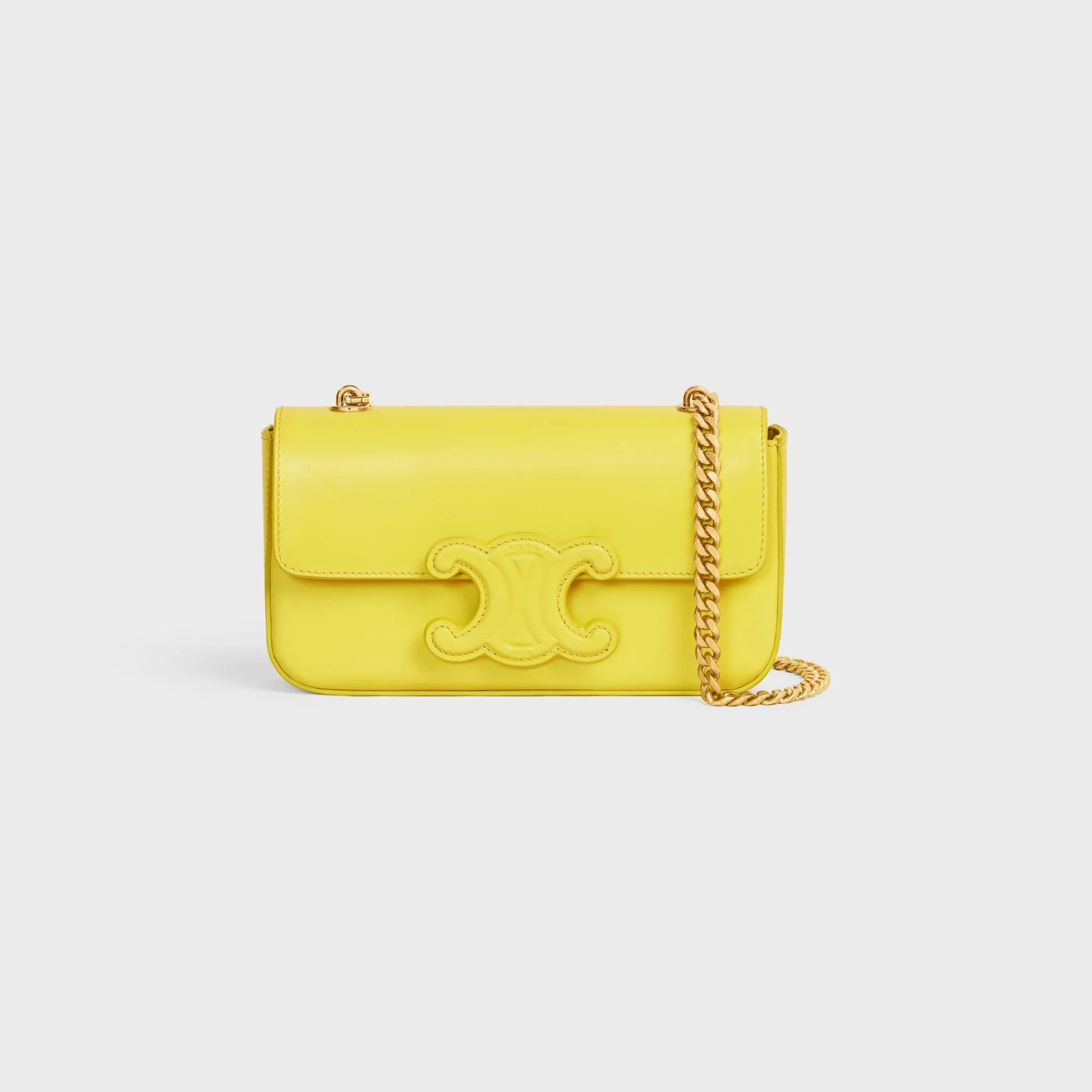 Cuir Triomphe Chain Shoulder Bag Shiny Calfskin - Anis