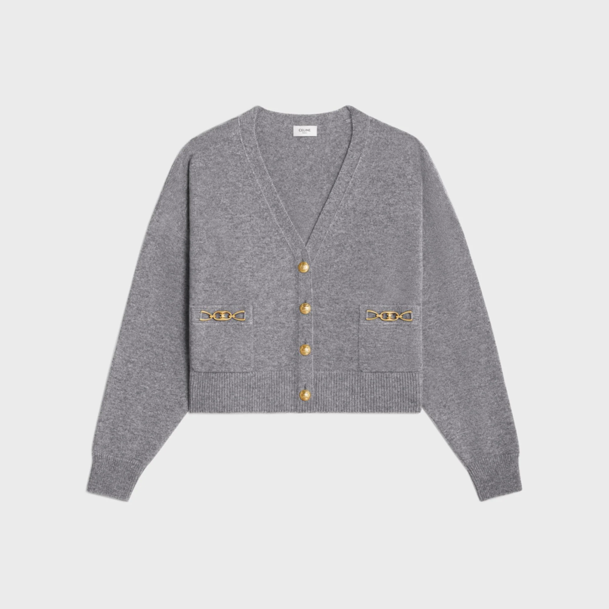 Cardigan Cropped Signature Heritage Cashmere - Grey