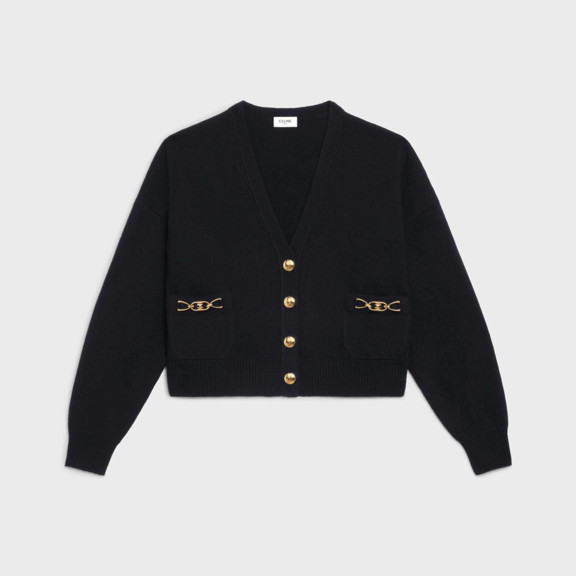 Cardigan Cropped Signature Heritage Cashmere - Black