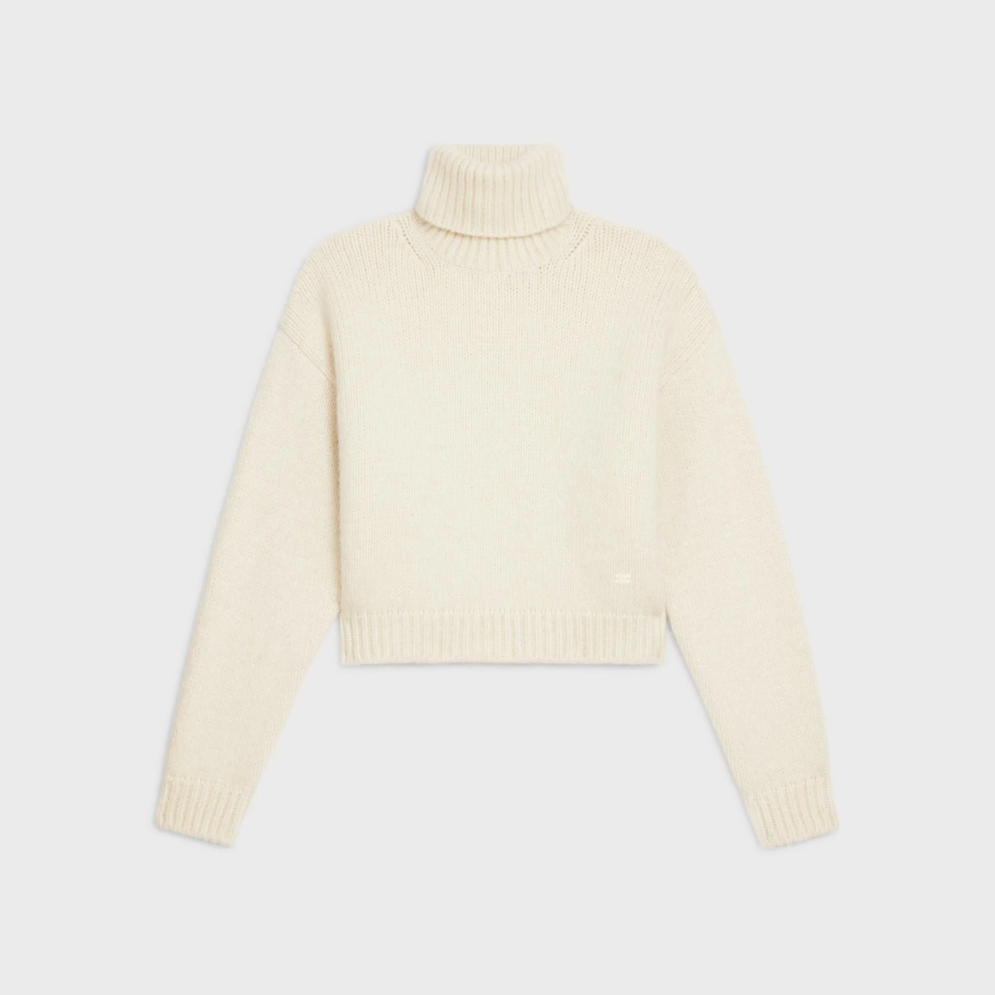 Pull Col Roulé Boxy Triomphe Alpaga Laine Chunky - Off White