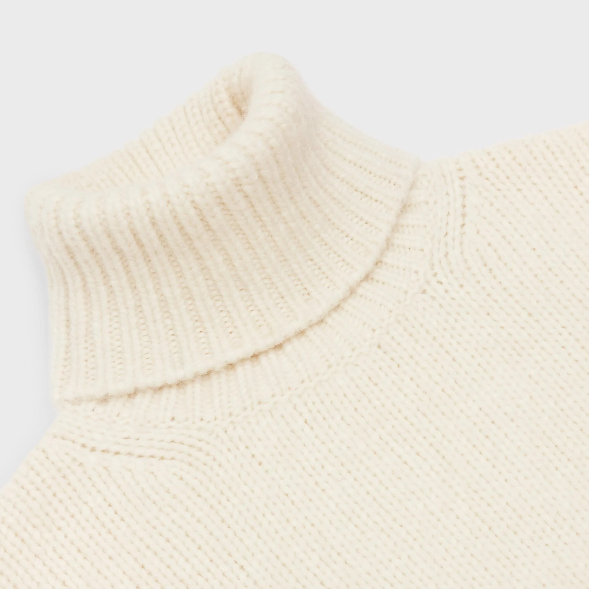 Pull Col Roulé Boxy Triomphe Alpaga Laine Chunky - Off White - Image 3