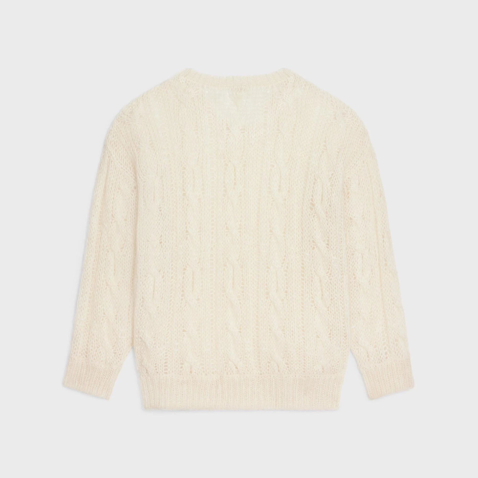 Pull Boxy Col Rond Mohair Aran Destructuré - Off White - Image 3