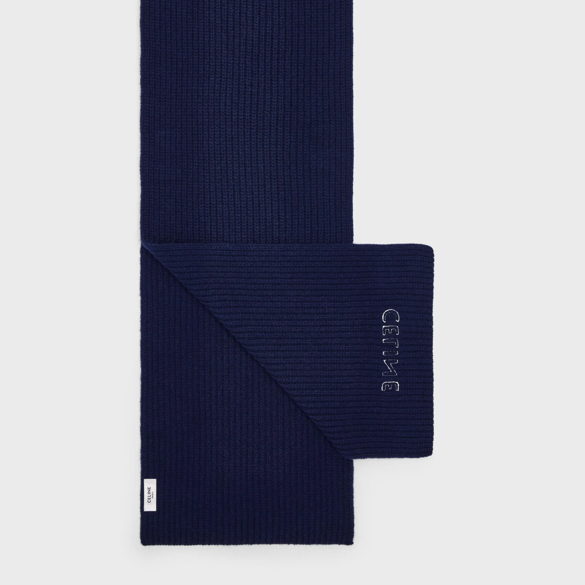 Scarf Celine Ribbed Wool Écharpe - Navy - Image 6