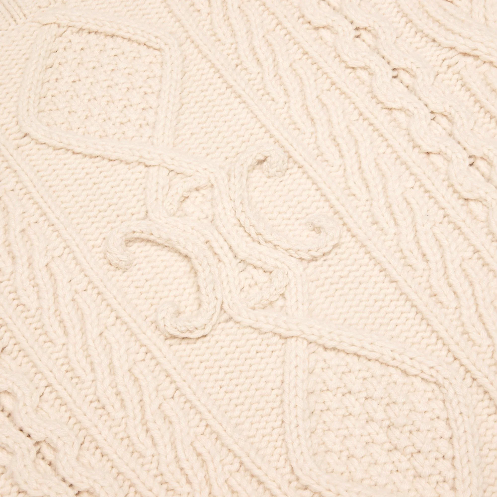 High Neck Sweater Cashmere Triomphe Pull Col Montant Cropped Laine Cachemire Aran - Off White - Image 4