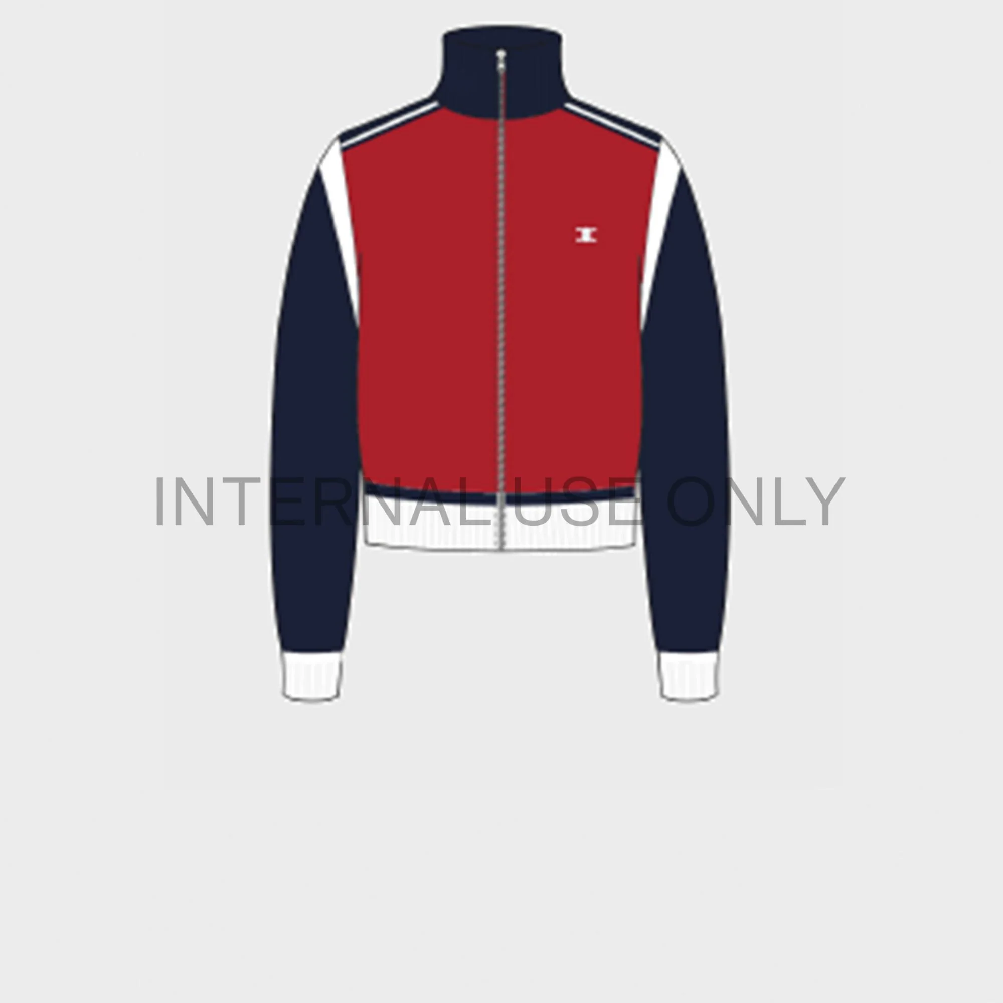 Zip-Up Ski Vest High Neck Gilet Zippé Col Montant Laine - Red / Navy