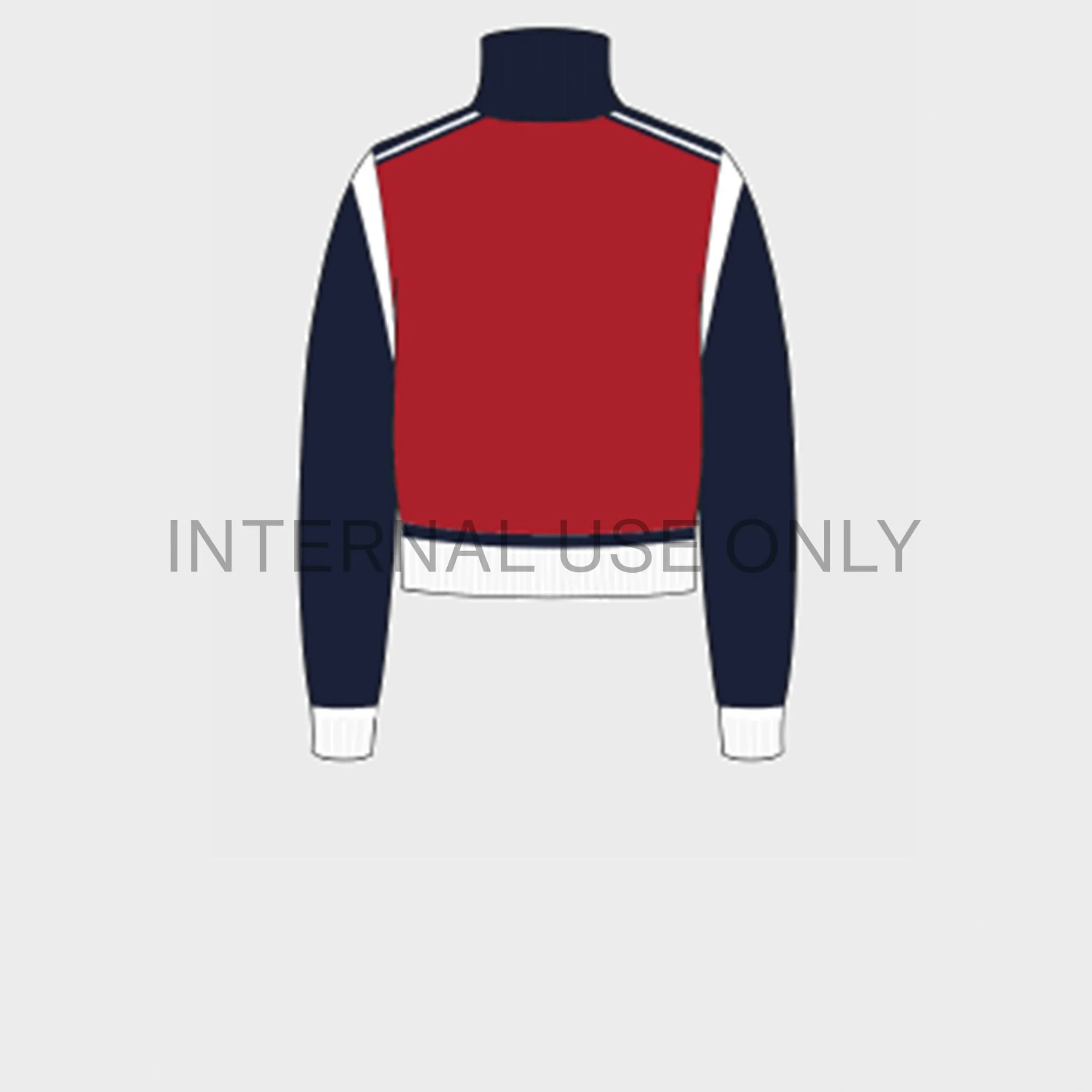 Zip-Up Ski Vest High Neck Gilet Zippé Col Montant Laine - Red / Navy - Image 2