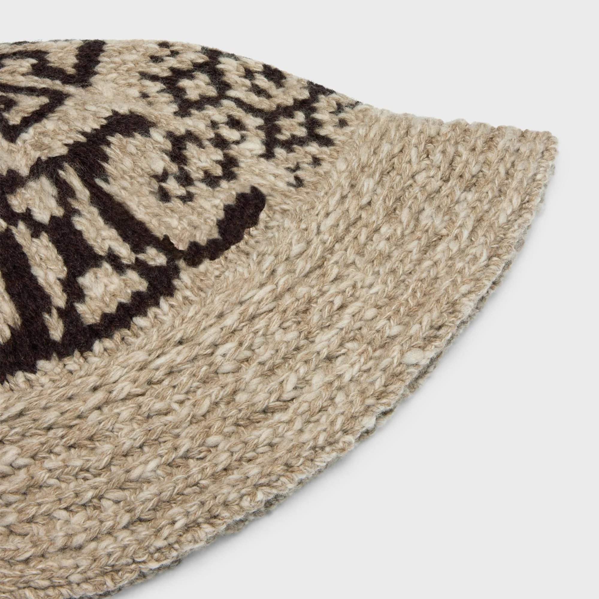 Beanie Fair Isle Bonnet Cloche Slub - Taupe - Image 3