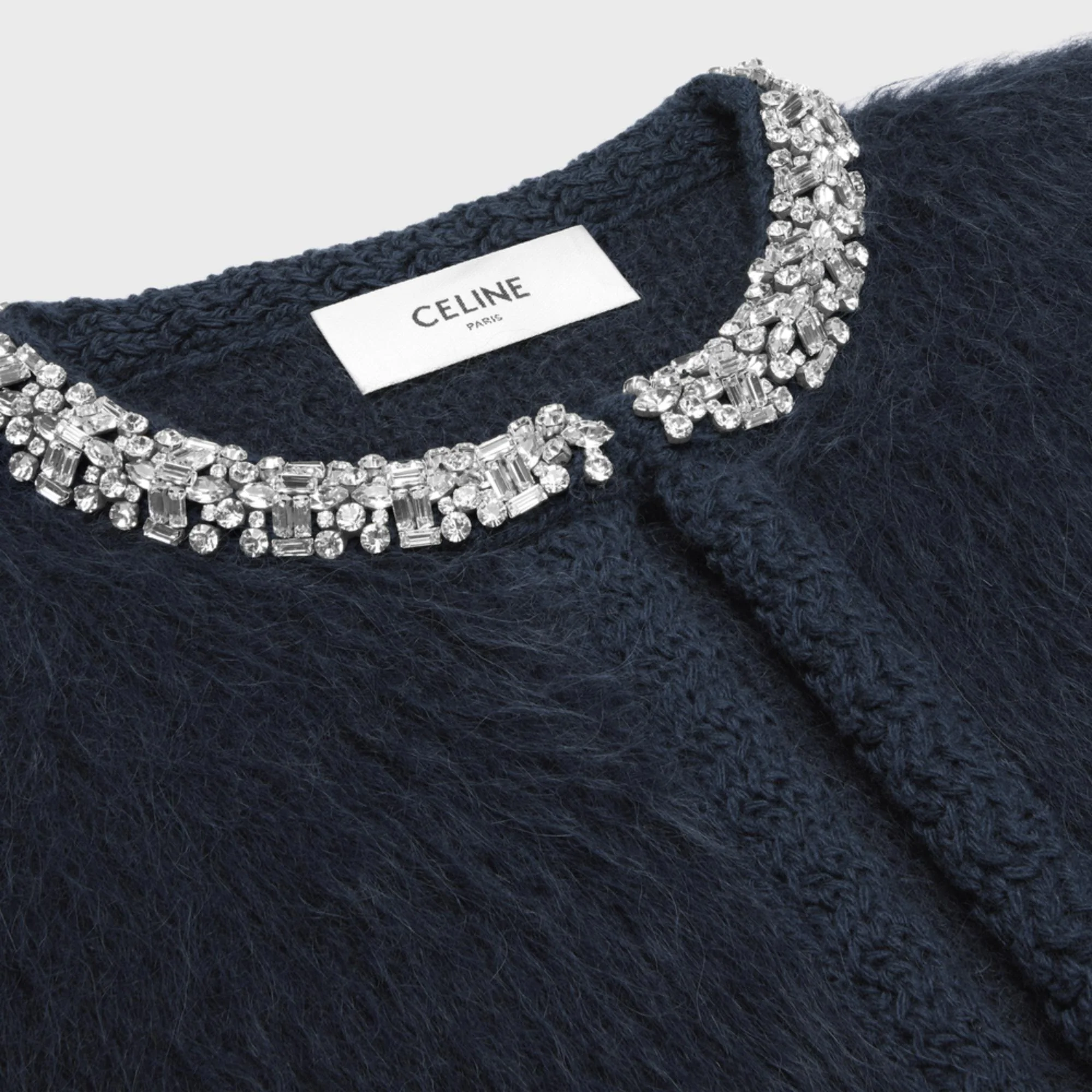 Veste Cardigan Galon Brode Mohair Brosse - Blue - Image 3