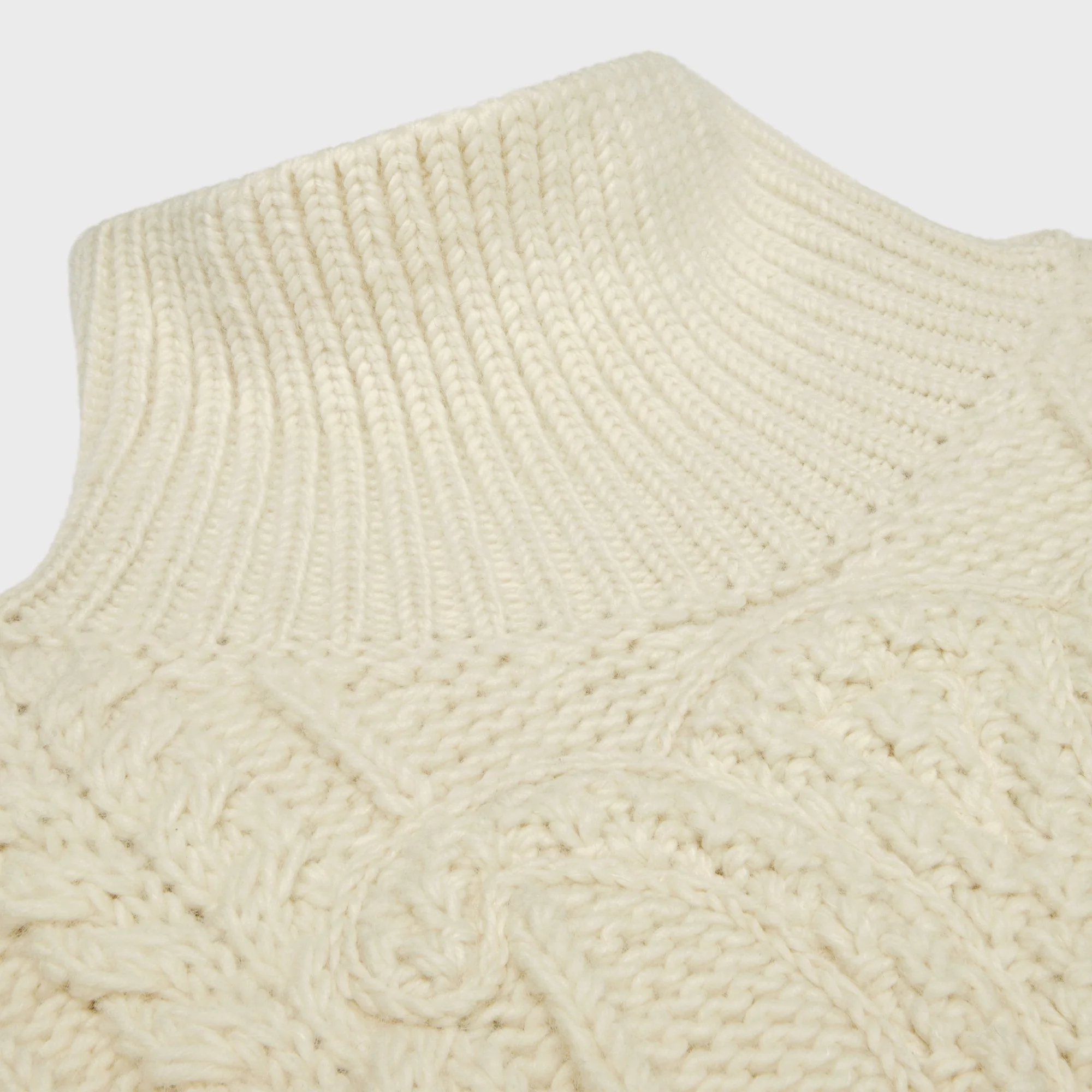 Pull Col Montant Triomphe Laine Alpaga Aran - Off White - Image 3