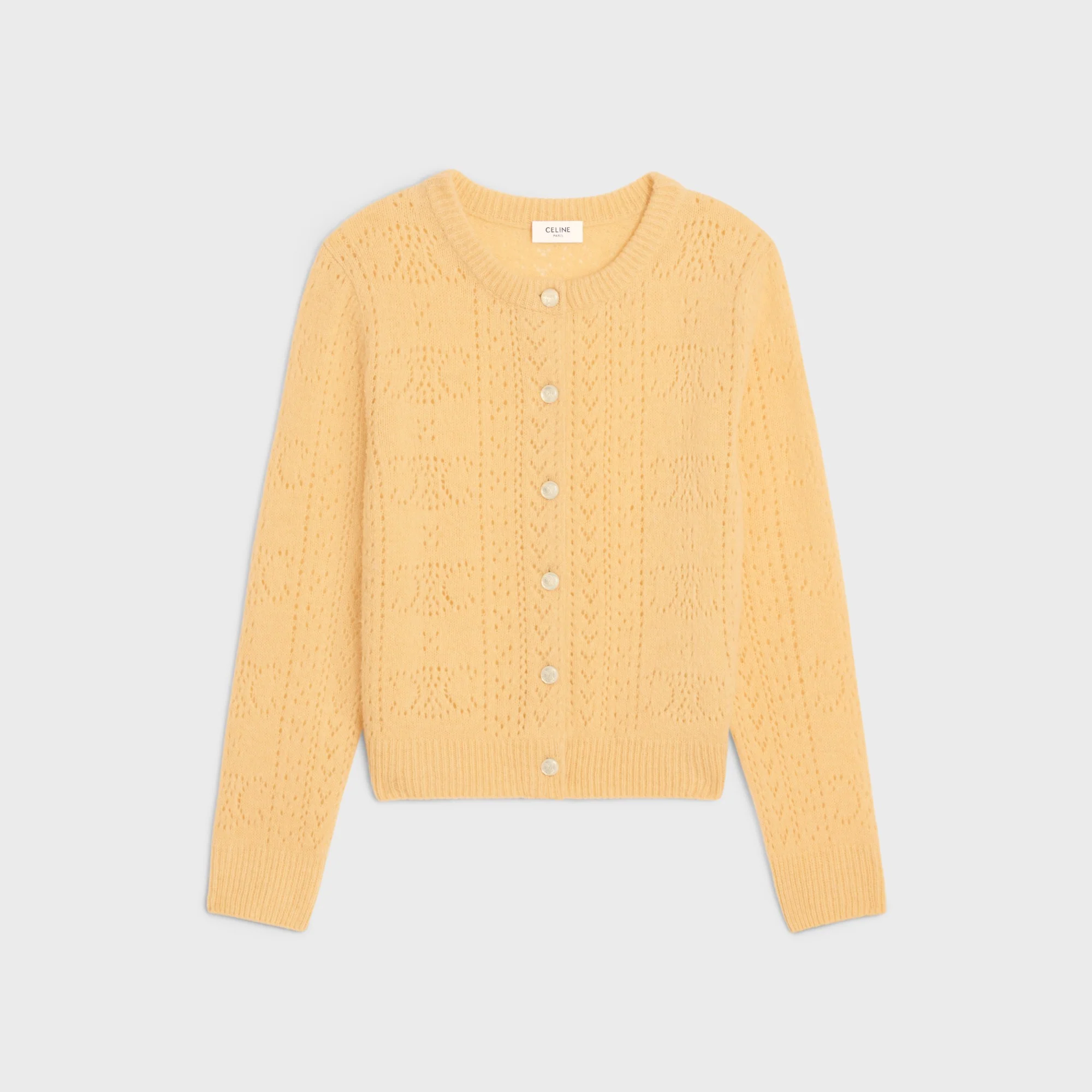 Cardigan Shetland Pointelle Triomphe - Yellow