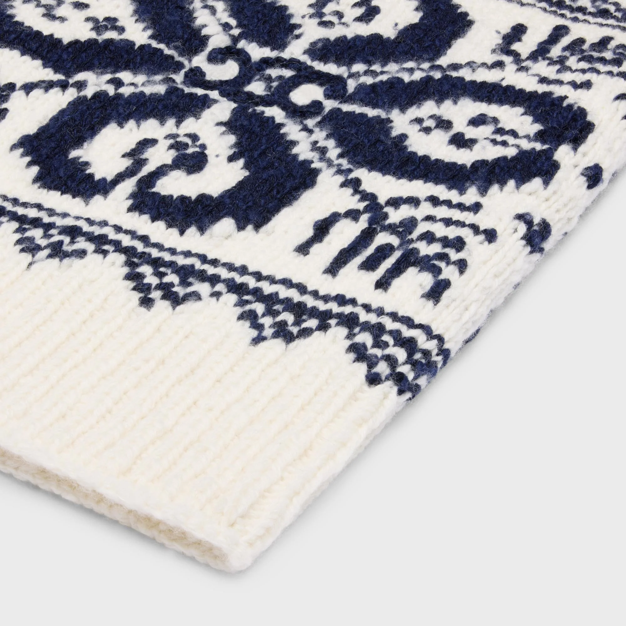 Echarpe Laine Fairisle - Off White / Navy - Image 3