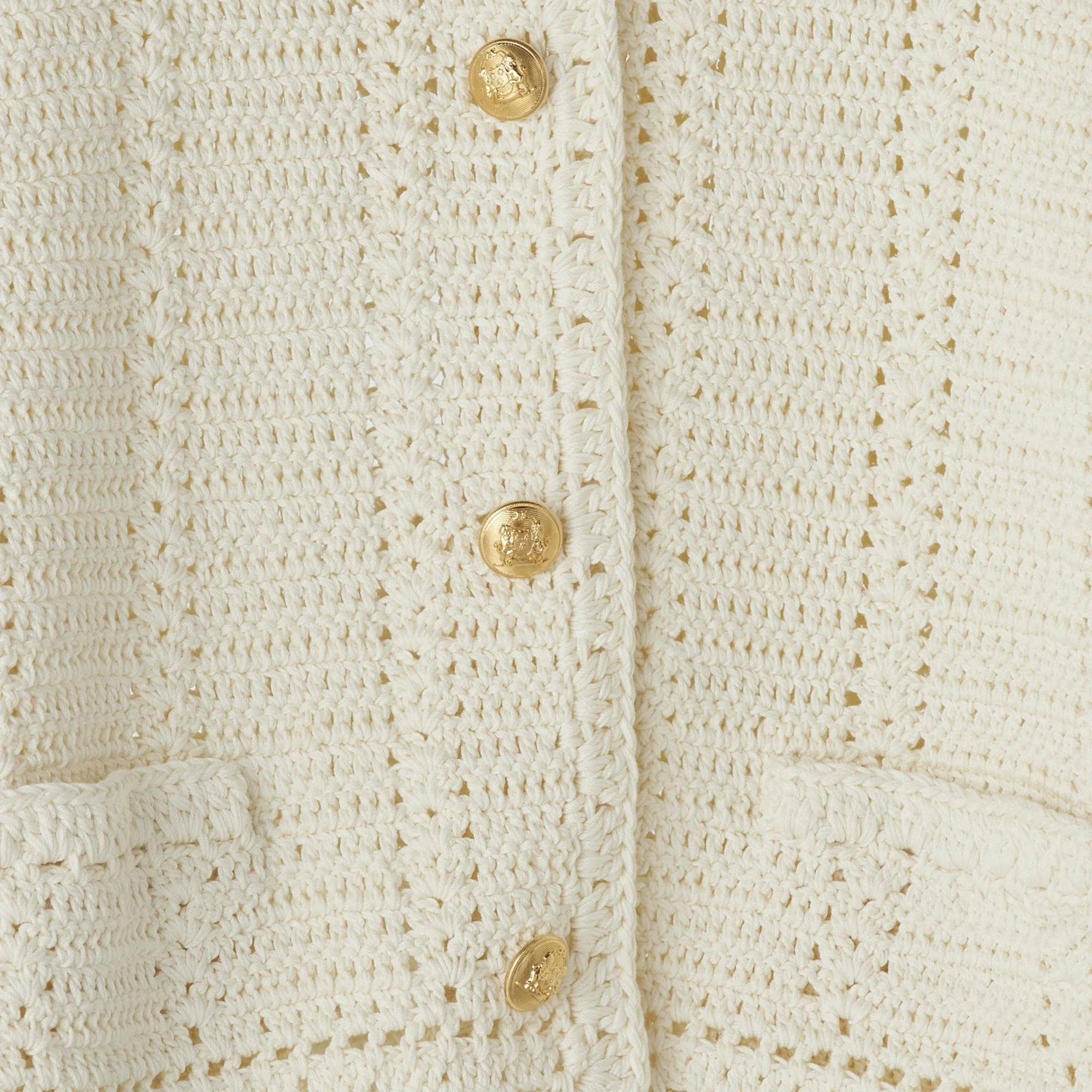 Veste Cardigan Coton Crochet - Off White - Image 4