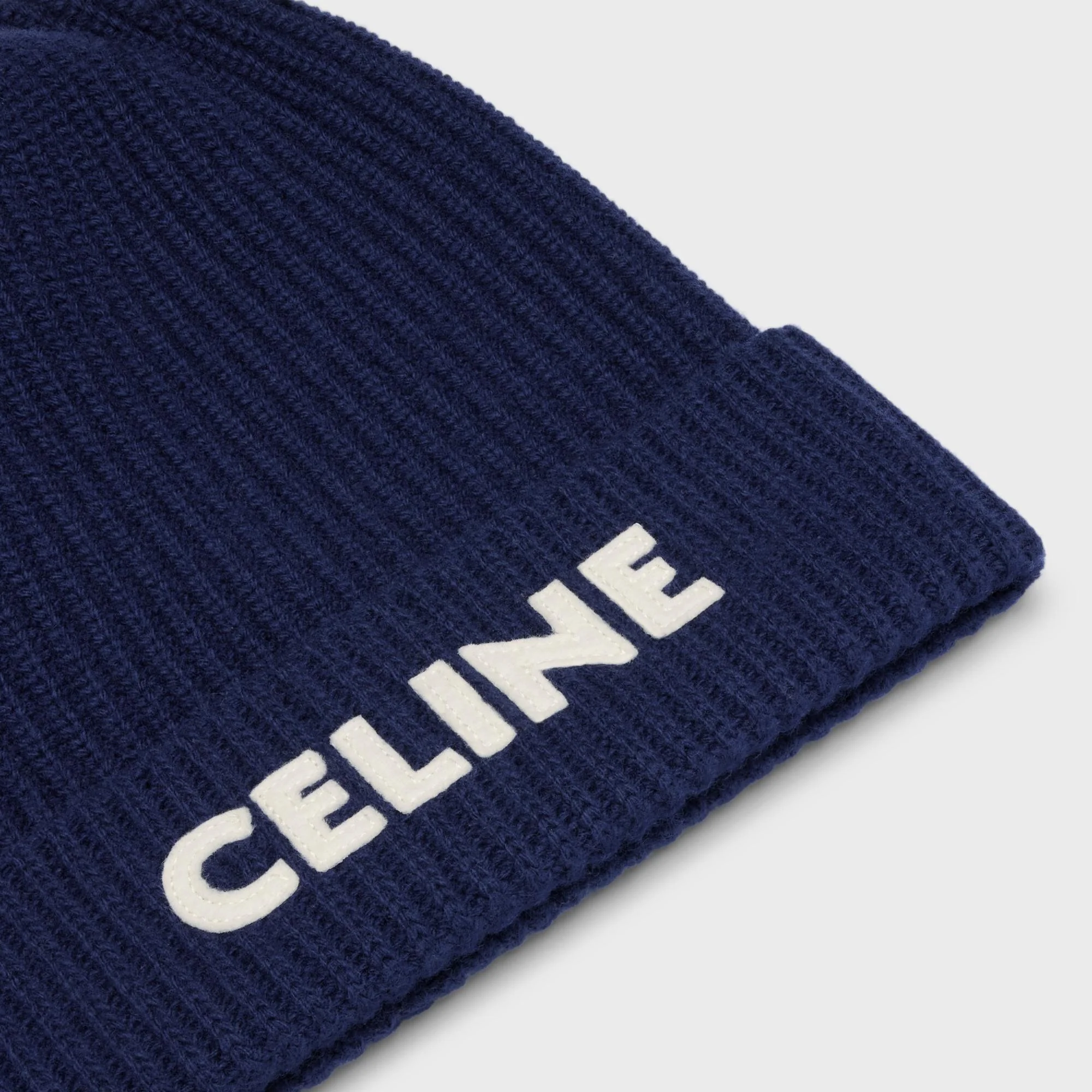 Beanie Celine Bonnet Ribbed Wool - Navy - Image 3