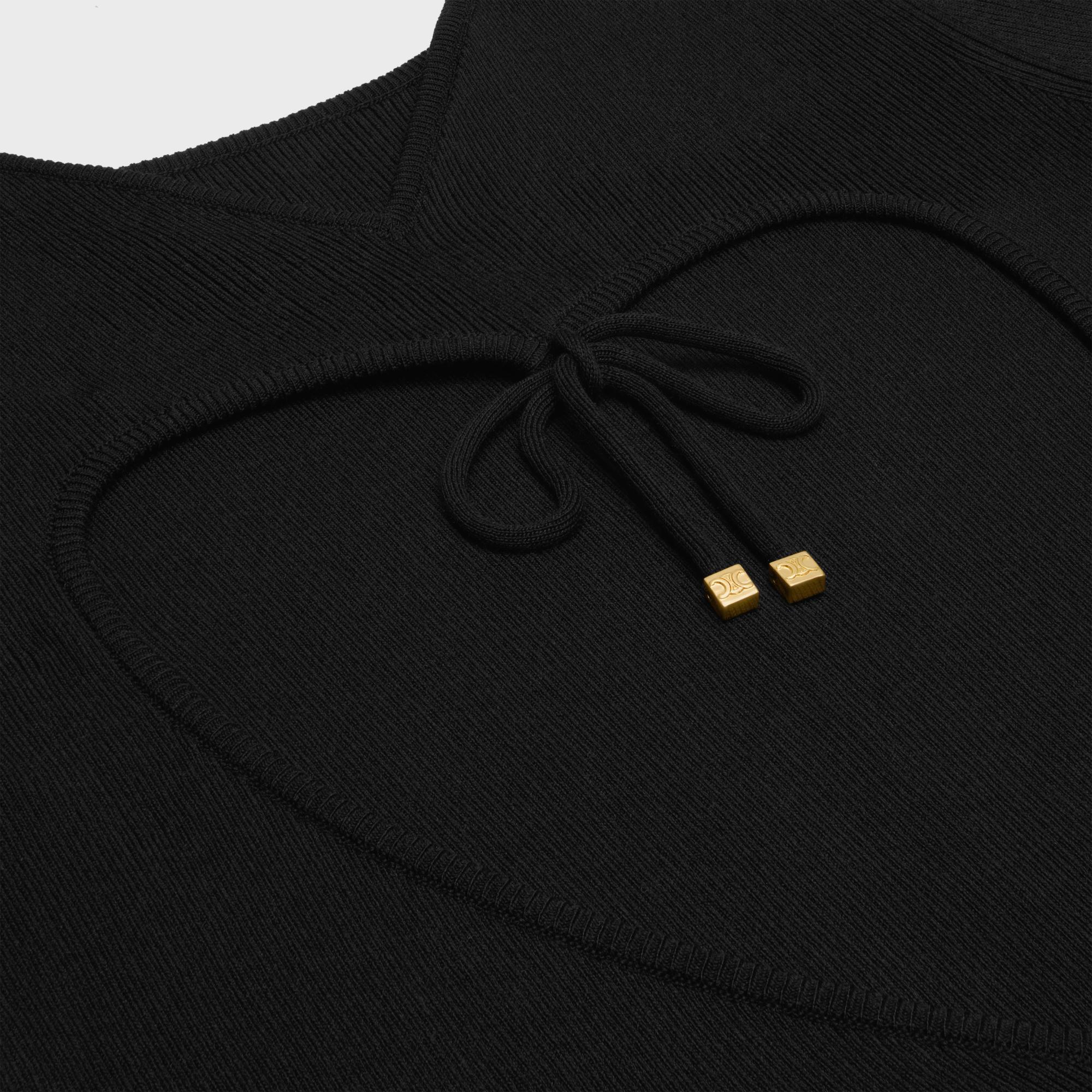 Top With Heart On Back In Underpinning Dos Nu Coeur Soie Coton - Black - Image 3