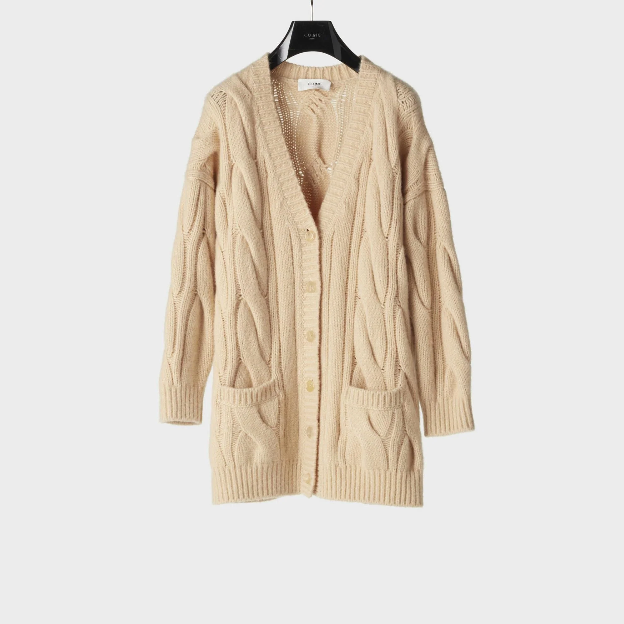 Cardigan Long Torsades Cashmere Soie Cachemire - Light Sand - Image 2