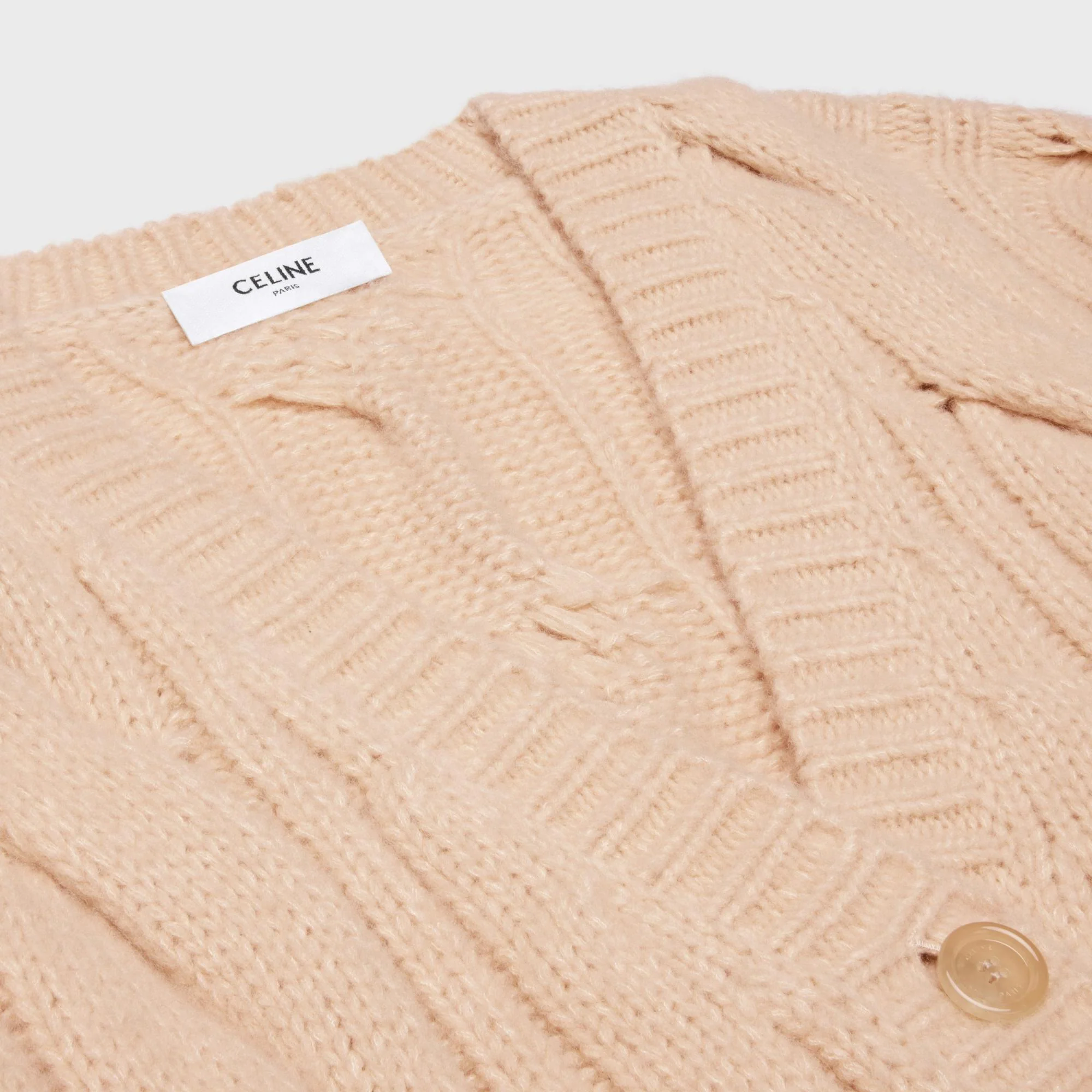 Cardigan Long Torsades Cashmere Soie Cachemire - Light Sand - Image 4