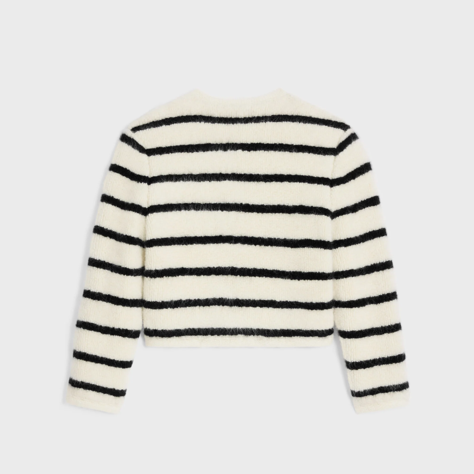 Veste Cardigan Micro Fourrure Rayee - Black / Ecru - Image 2
