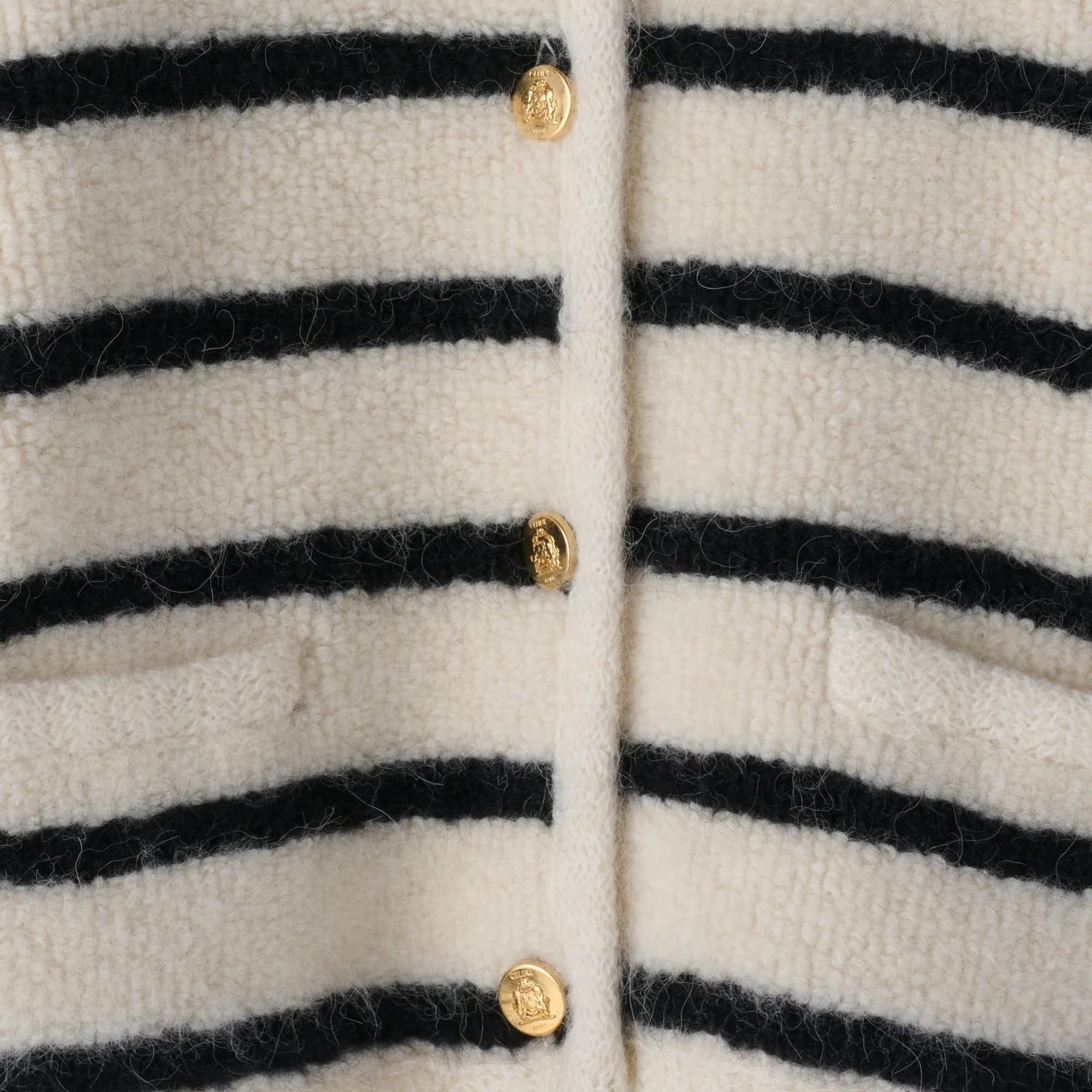 Veste Cardigan Micro Fourrure Rayee - Black / Ecru - Image 4