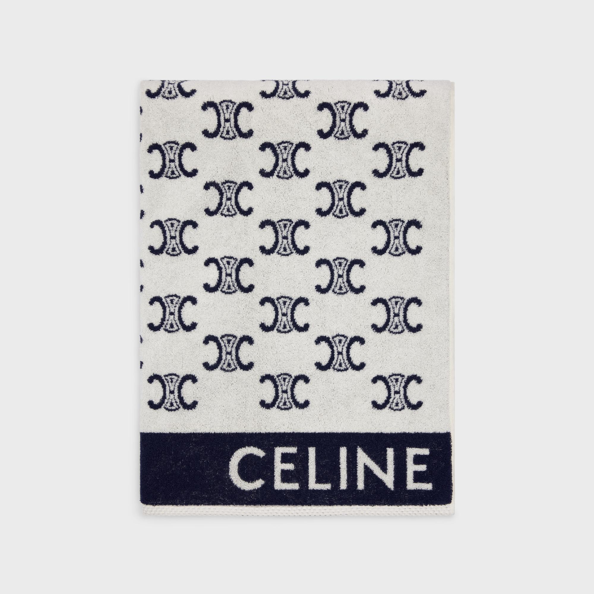 Beach Towel Coton Éponge Monogramme - Ivoire/Marine