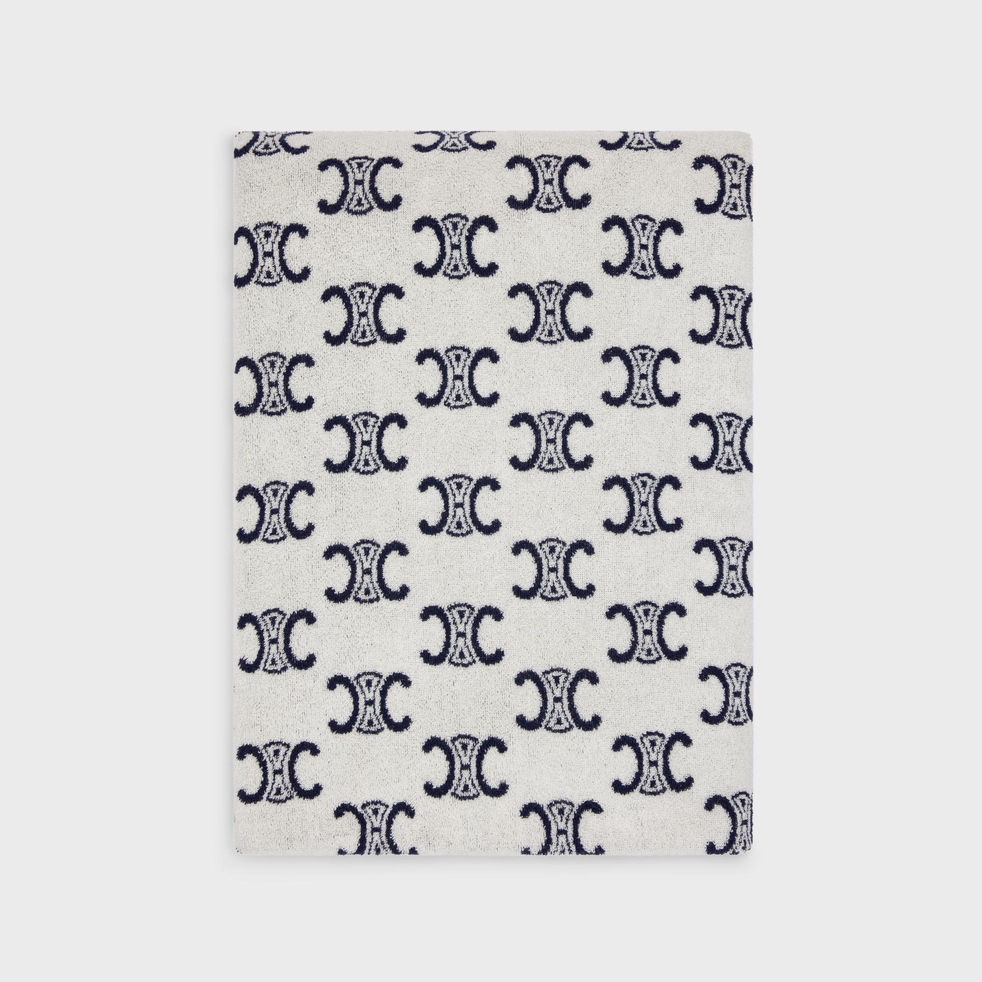 Beach Towel Coton Éponge Monogramme - Ivoire/Marine - Image 4