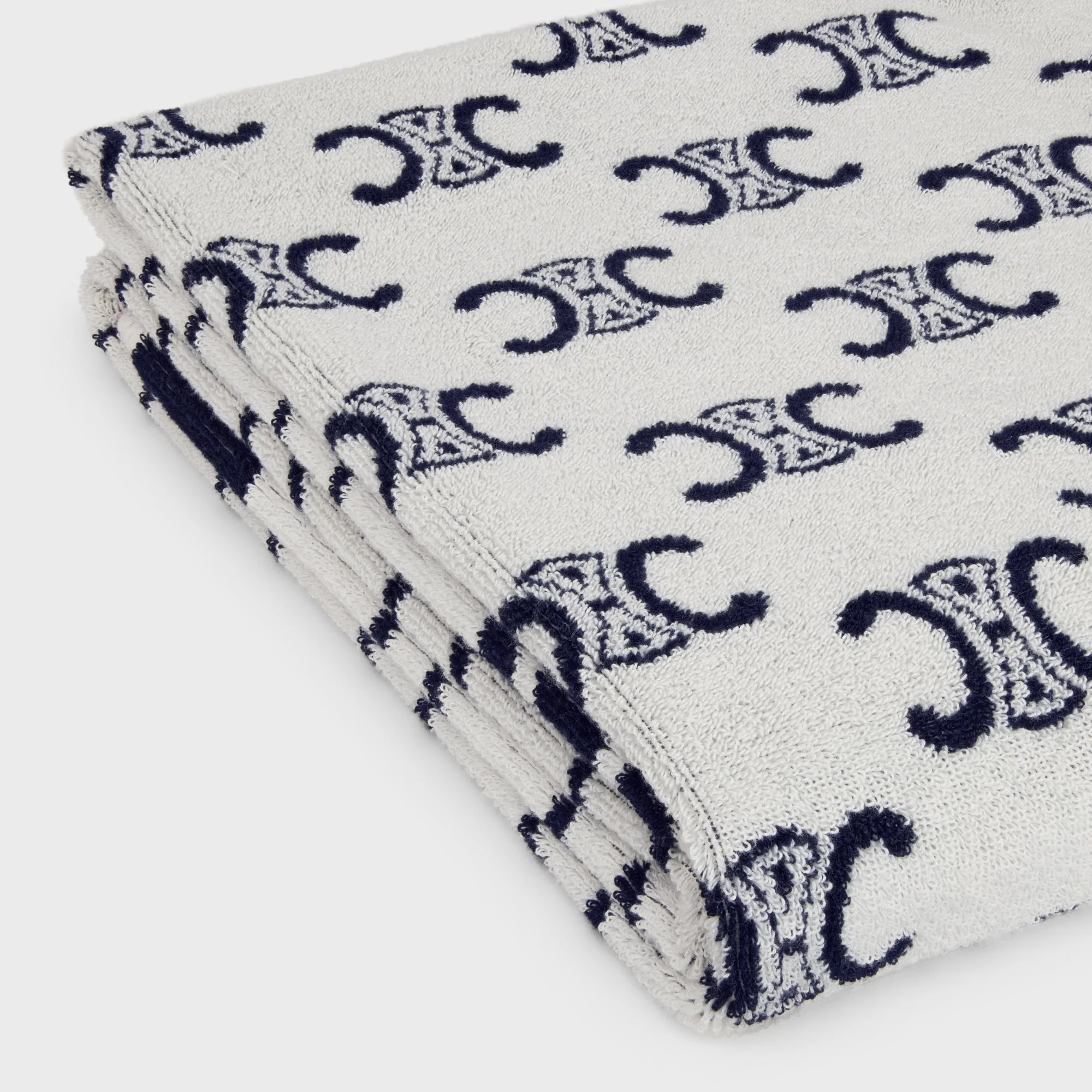 Beach Towel Coton Éponge Monogramme - Ivoire/Marine - Image 8