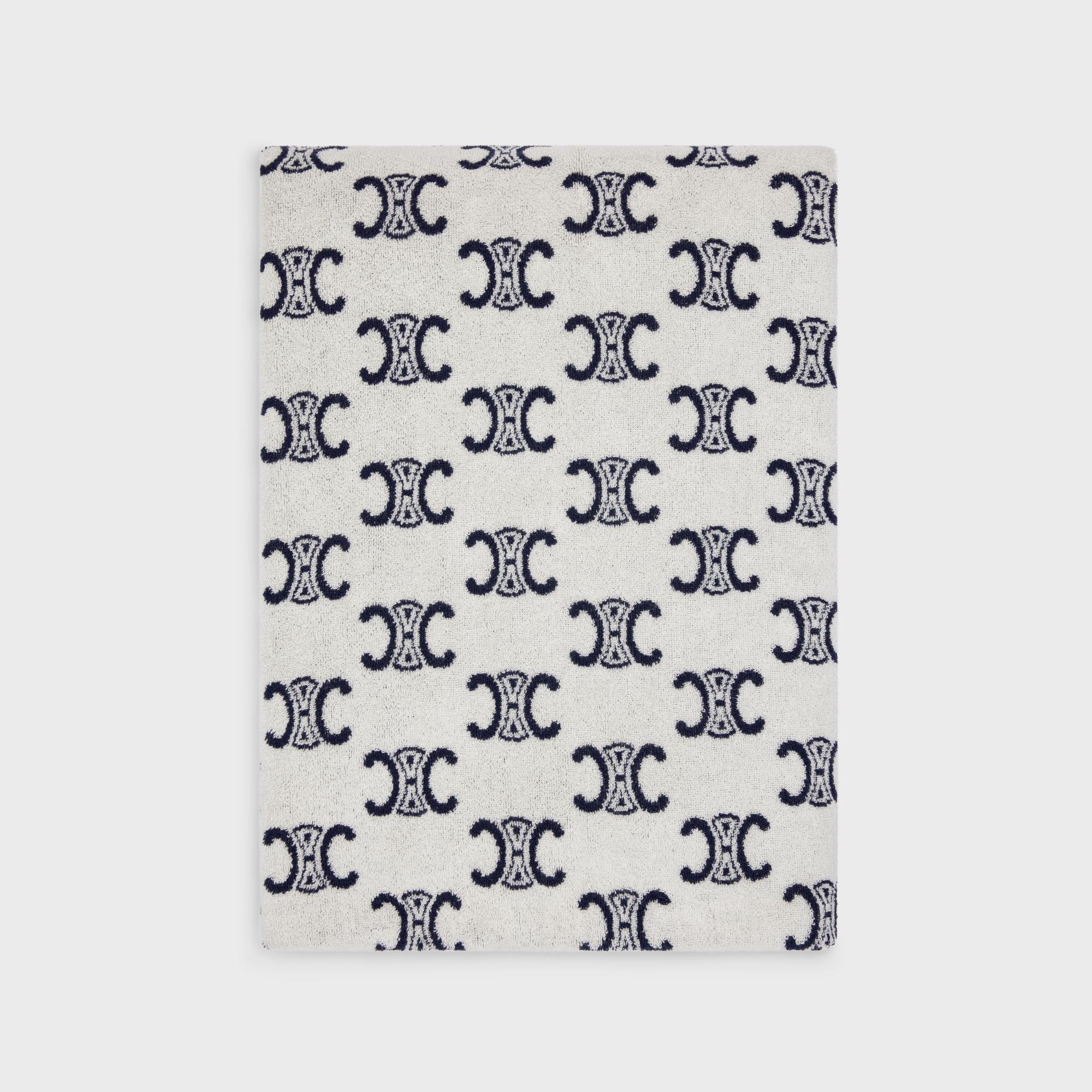 Beach Towel Coton Éponge Monogramme - Ivoire/Marine - Image 3