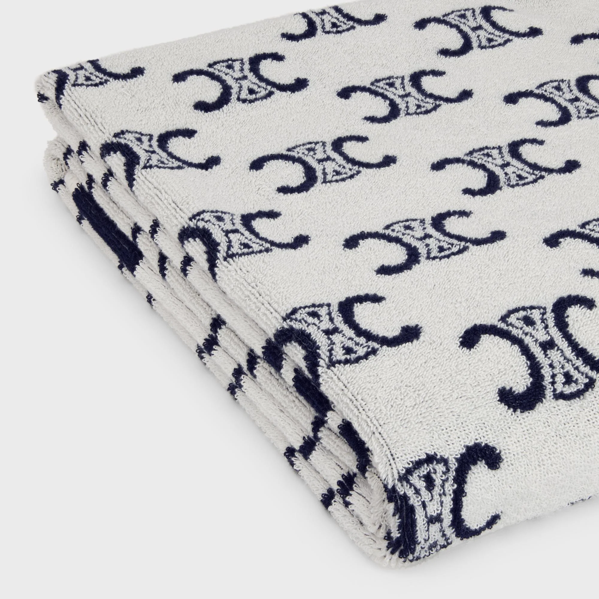 Beach Towel Coton Éponge Monogramme - Ivoire/Marine - Image 7