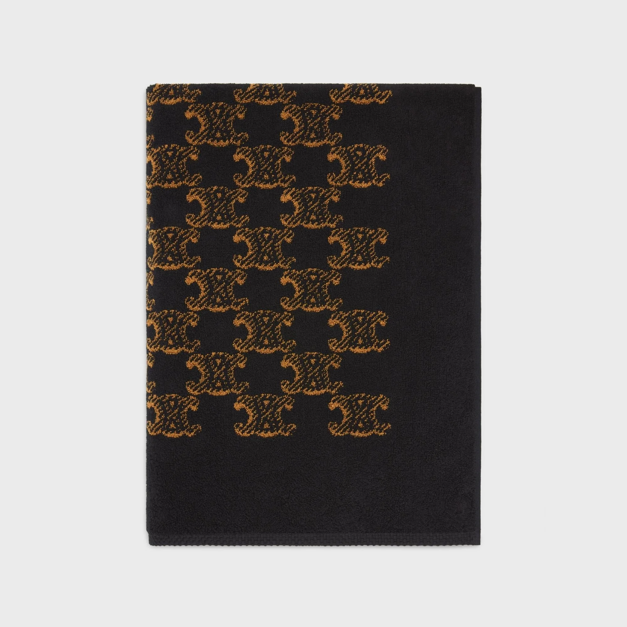 Beach Towel Coton Jacquard Monogramme - Brown / Camel