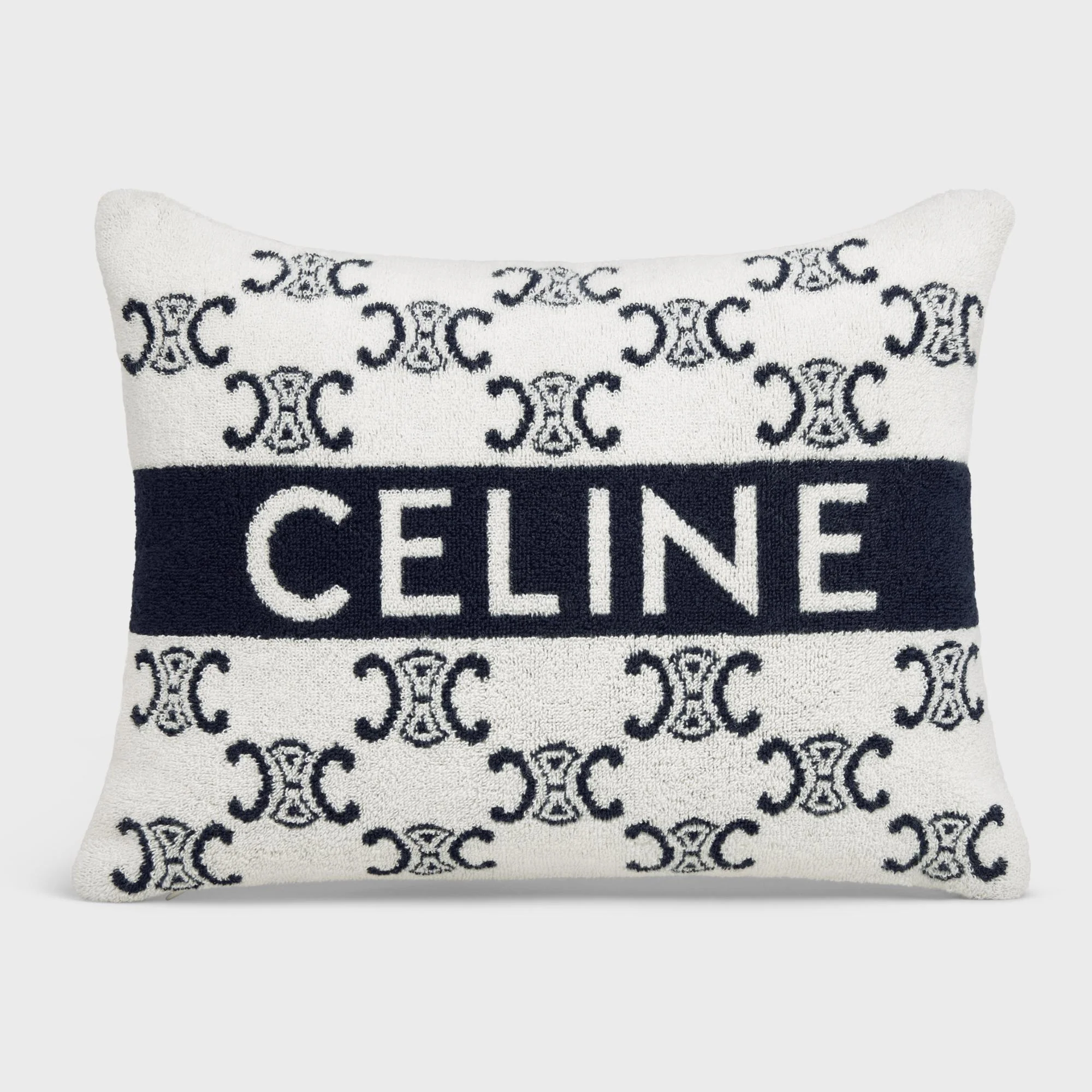 Beach Cushion Coussin De Plage Coton Éponge Monogramme - Ivoire/Marine - Image 5