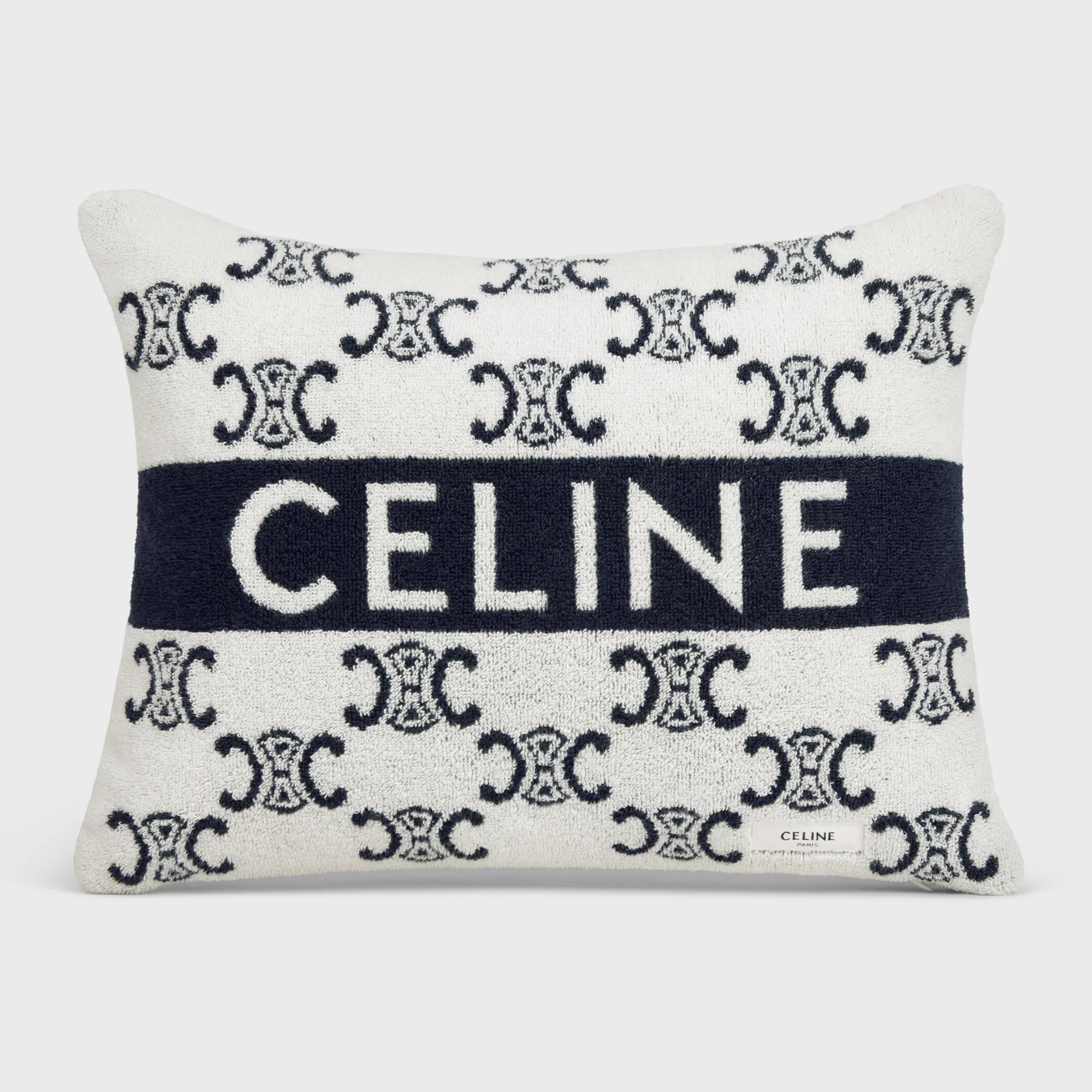 Beach Cushion Coussin De Plage Coton Éponge Monogramme - Ivoire/Marine