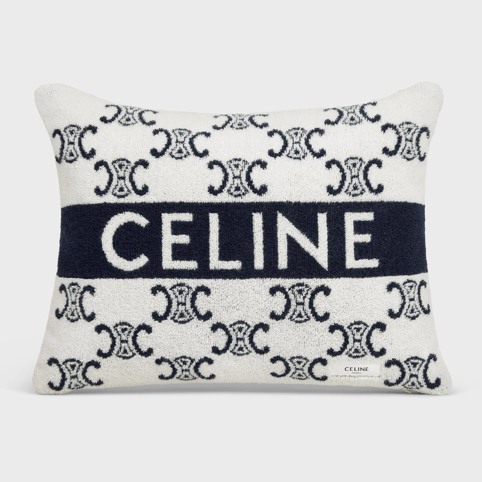 Beach Cushion Coussin De Plage Coton Éponge Monogramme - Ivoire/Marine - Image 2