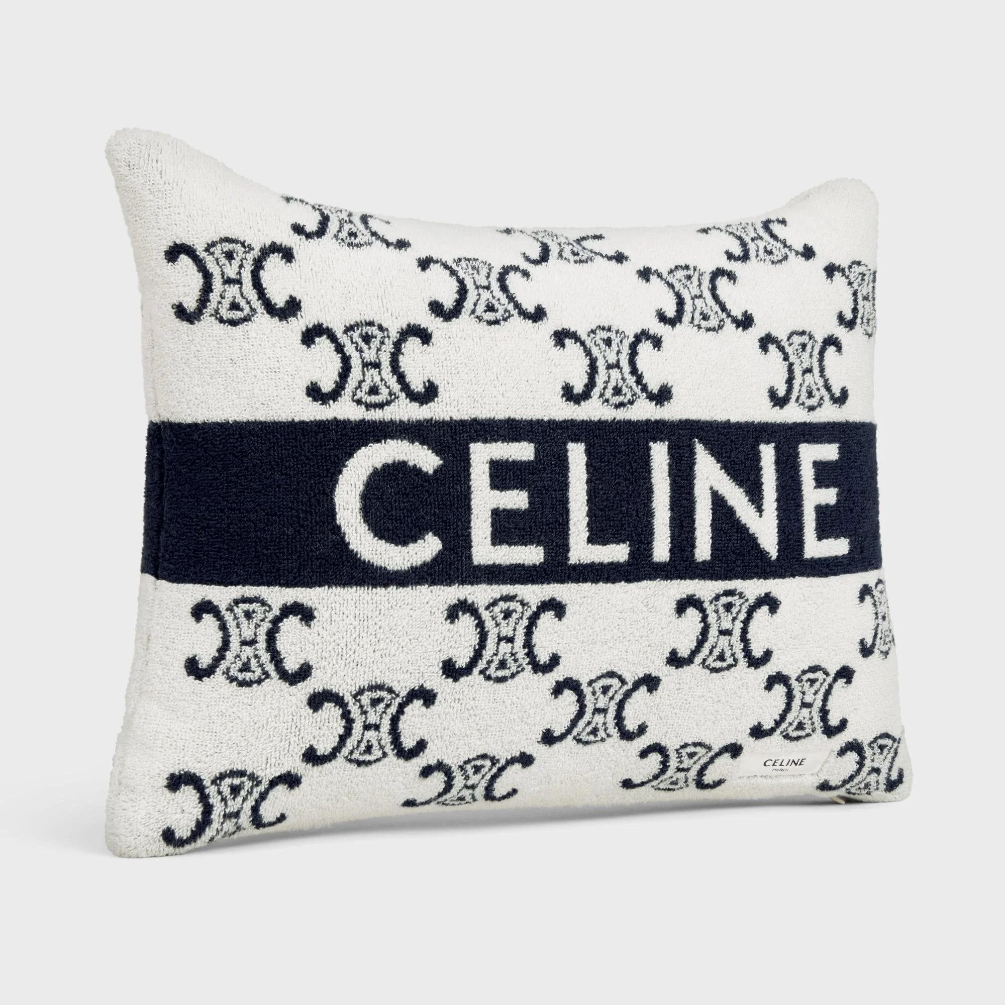 Beach Cushion Coussin De Plage Coton Éponge Monogramme - Ivoire/Marine - Image 3