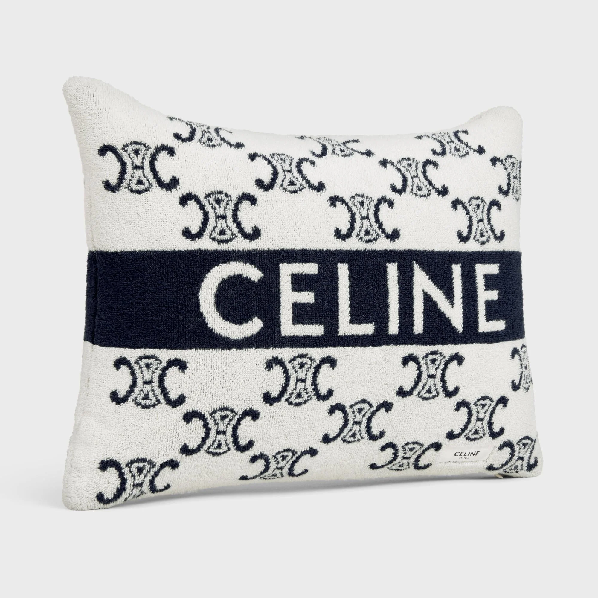 Beach Cushion Coussin De Plage Coton Éponge Monogramme - Ivoire/Marine - Image 4