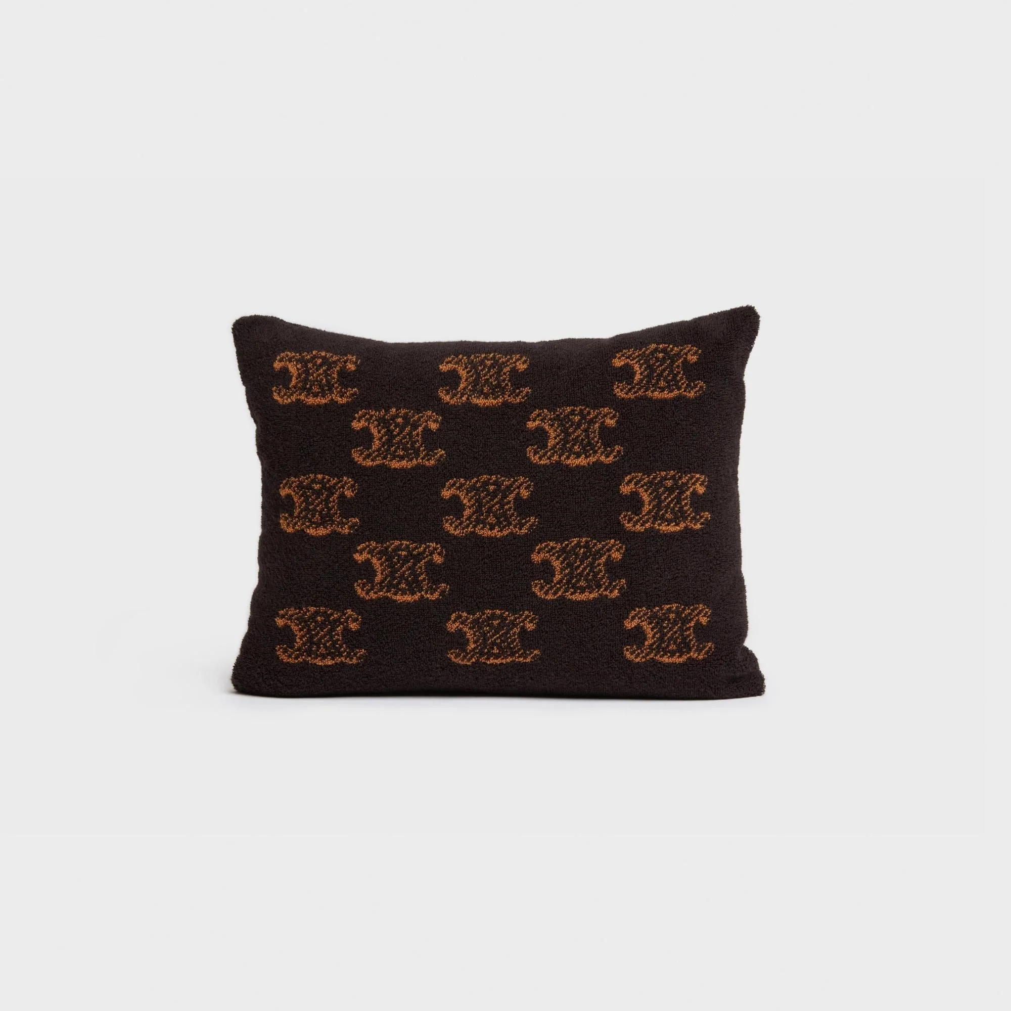 Beach Cushion Coussin De Plage Coton Jacquard Monogramme - Brown / Camel - Image 2