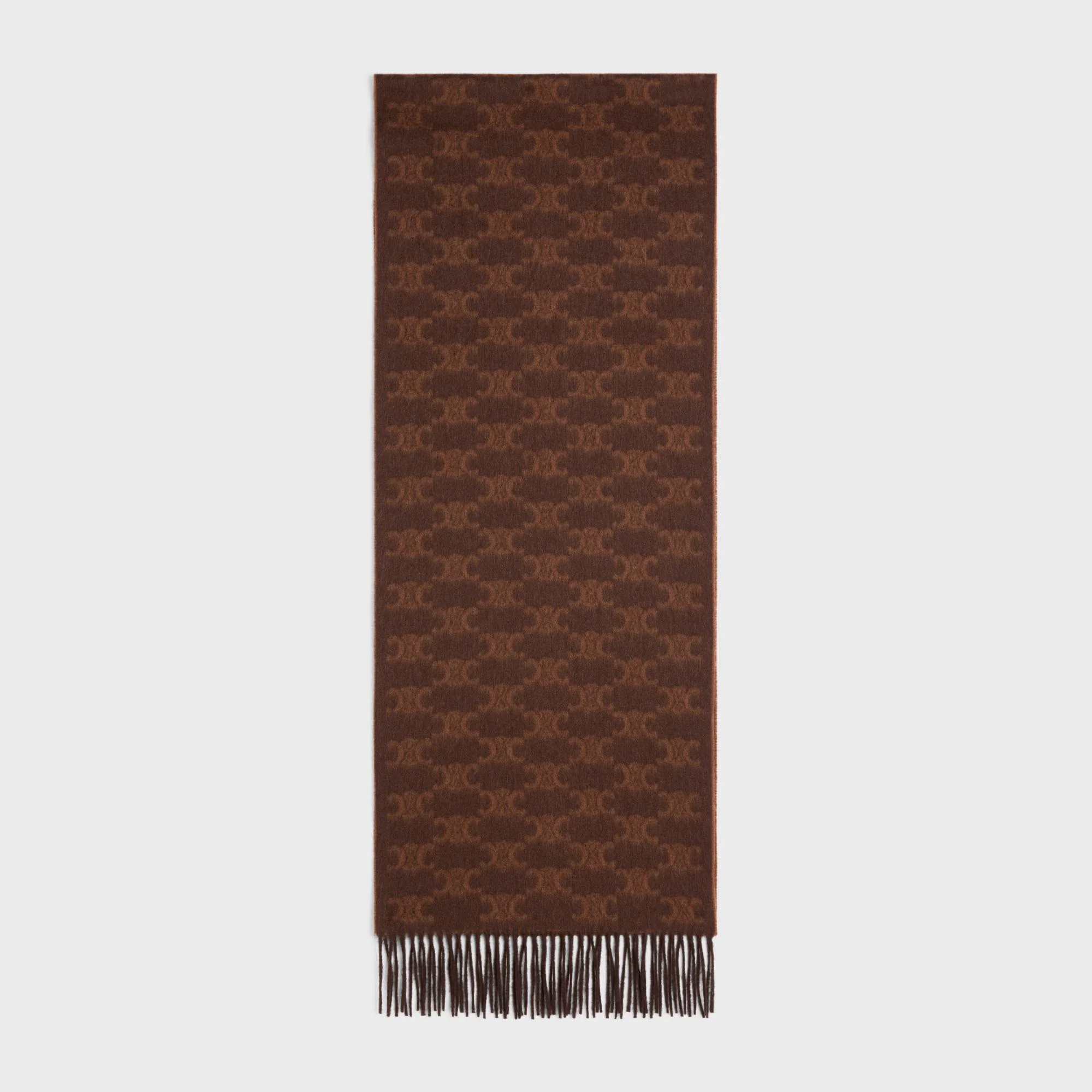 Scarf Frangee Cashmere Monogramme Echarpe Cachemire - Brown/Toffee