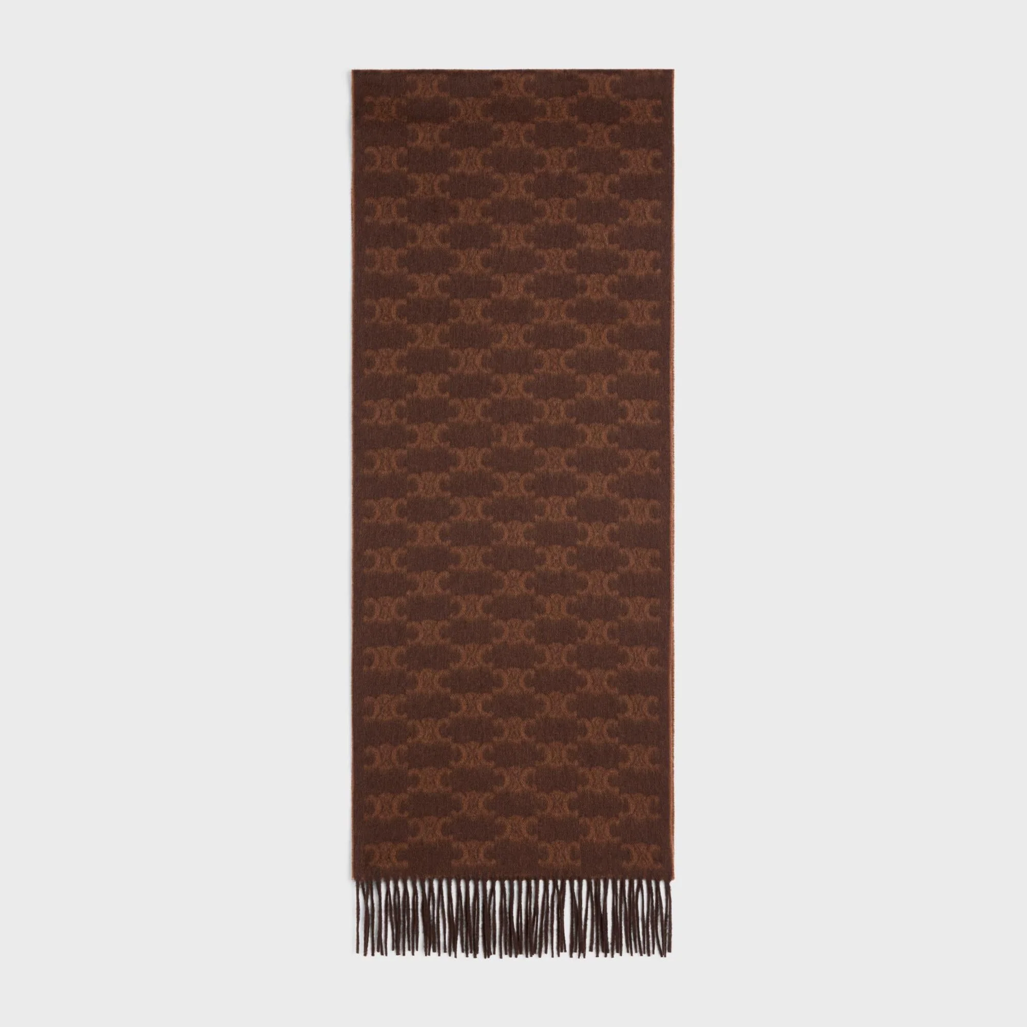 Scarf Frangee Cashmere Monogramme Echarpe Cachemire - Brown/Toffee