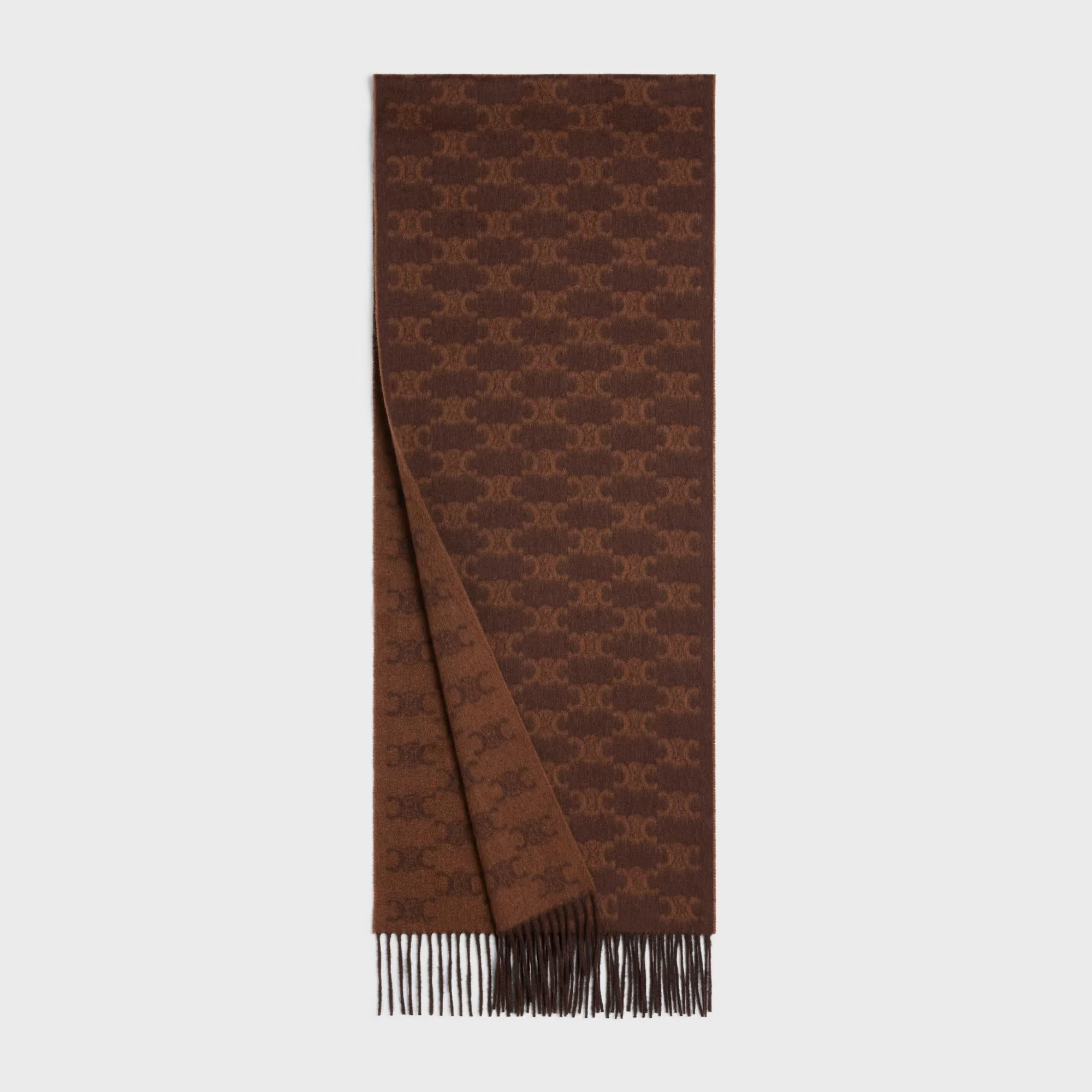 Scarf Frangee Cashmere Monogramme Echarpe Cachemire - Brown/Toffee - Image 3