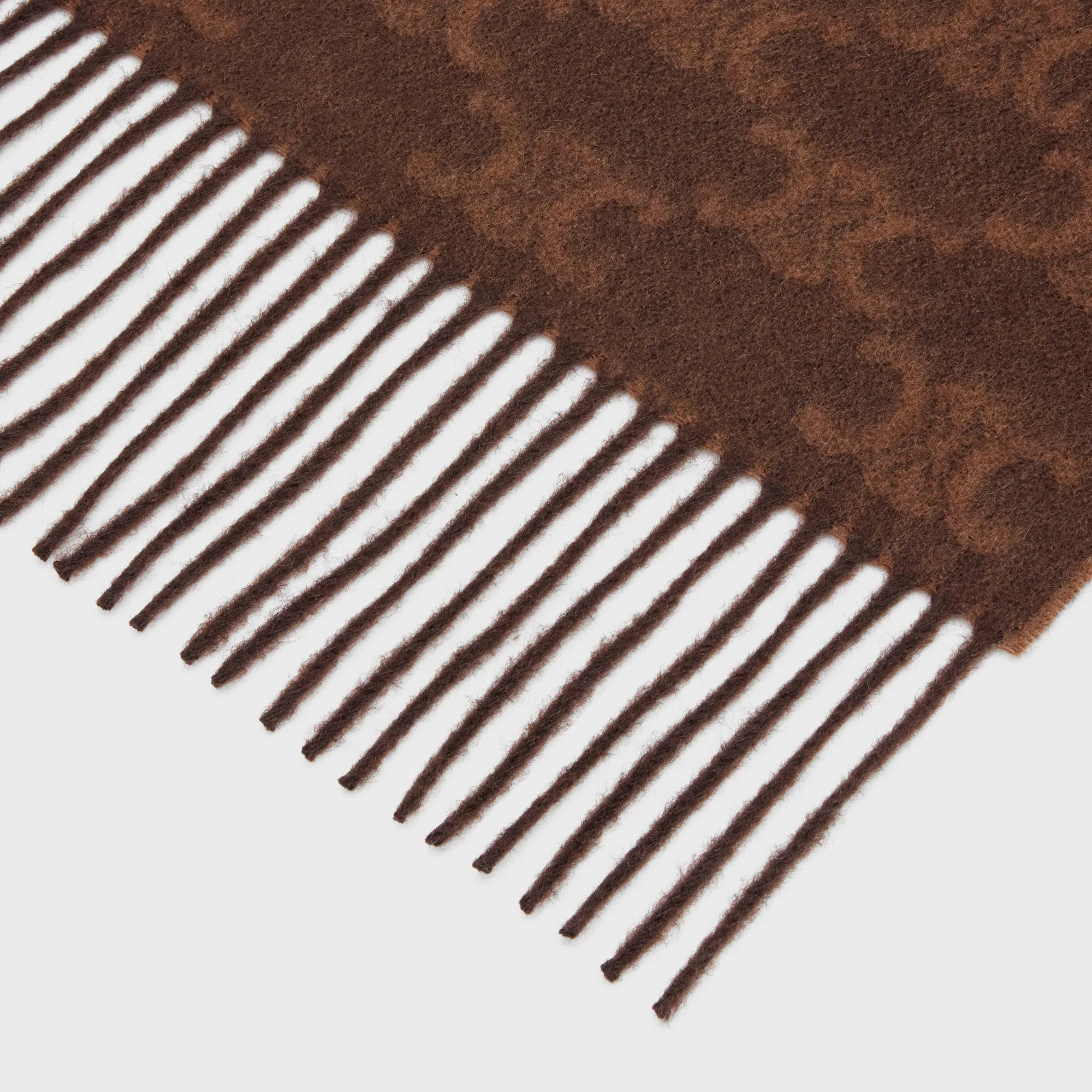 Scarf Frangee Cashmere Monogramme Echarpe Cachemire - Brown/Toffee - Image 4