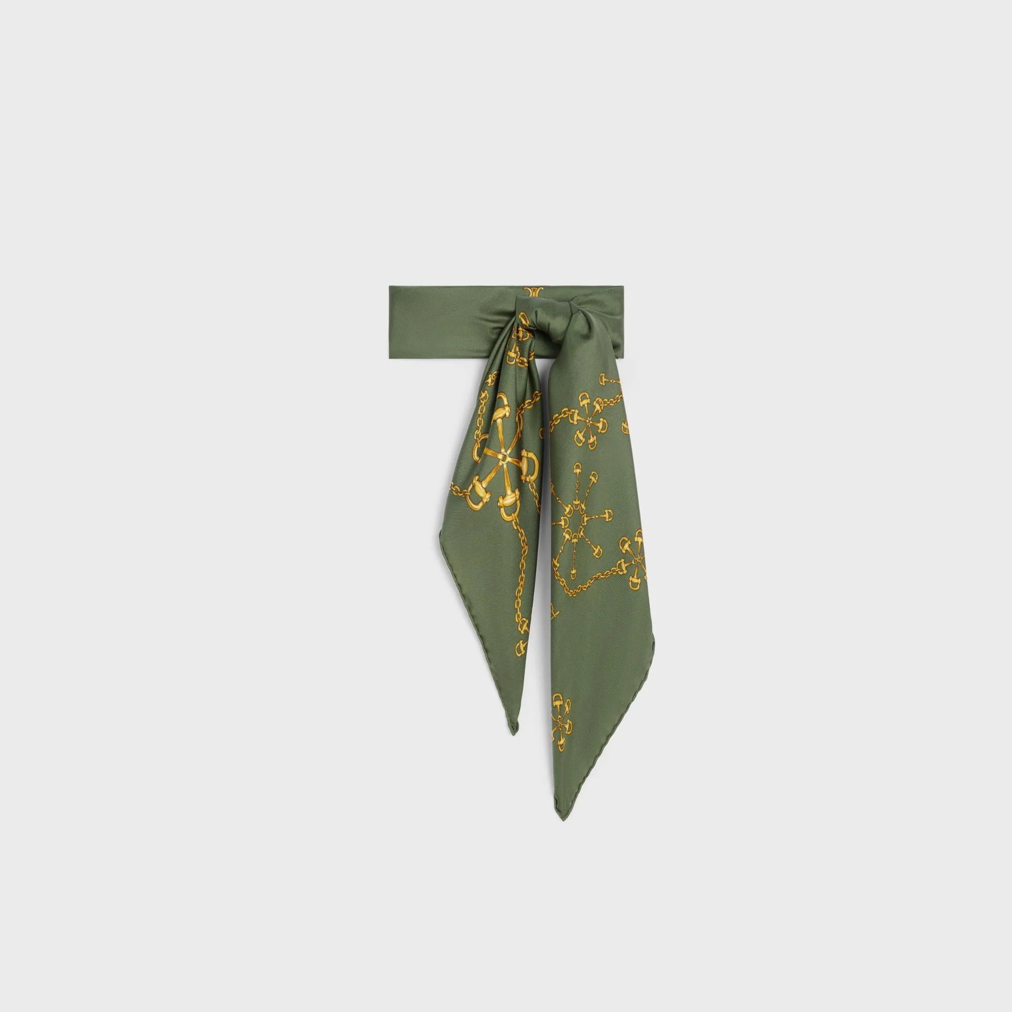 90X90Cm Square Twill Soie Mors Et Chaines - Olive - Image 3