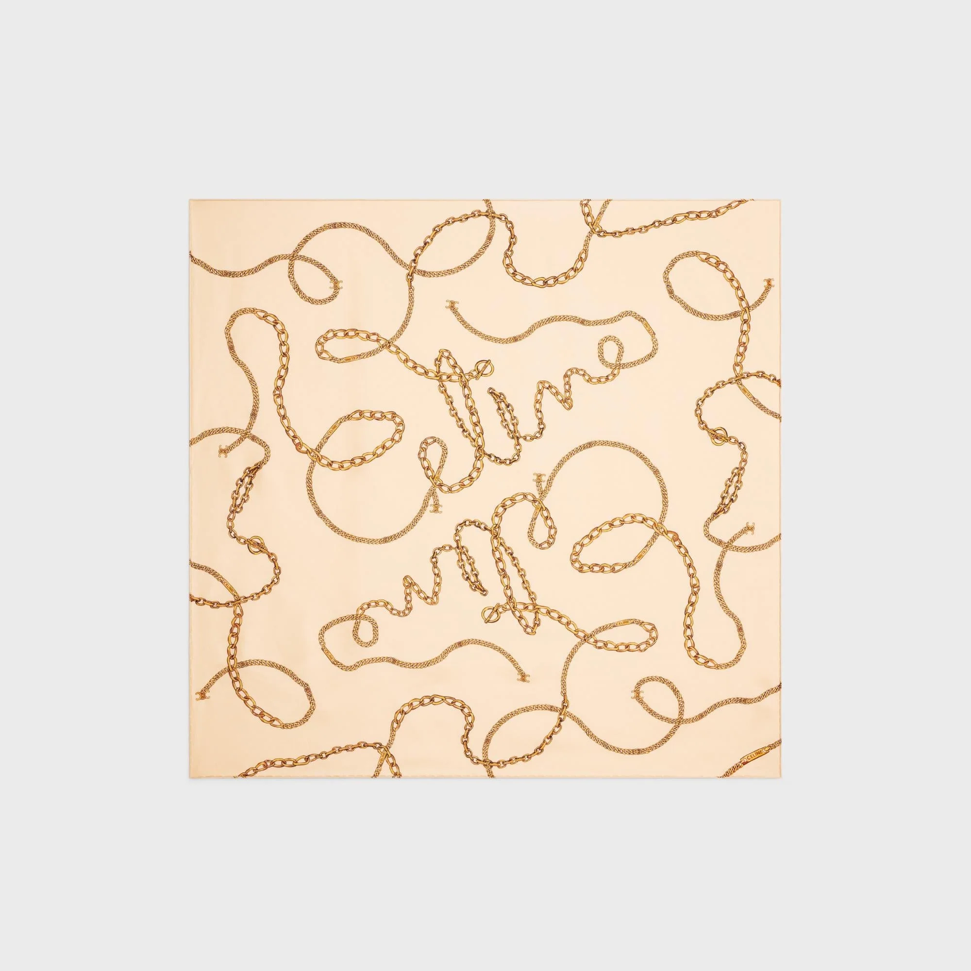 90X90Cm Square Twill De Soie Celine Chaines - Vanilla