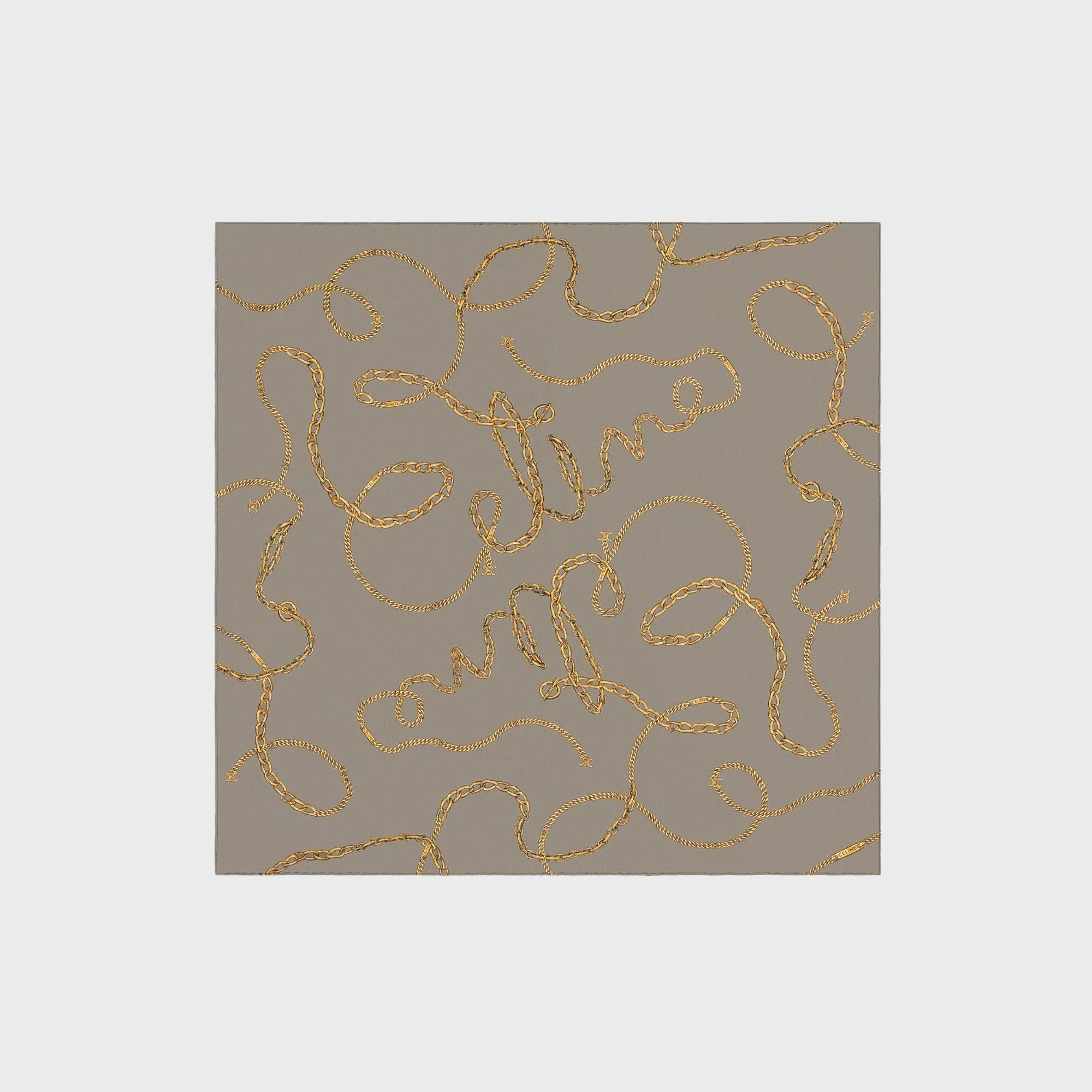 90X90Cm Square Twill De Soie Celine Chaines - Taupe