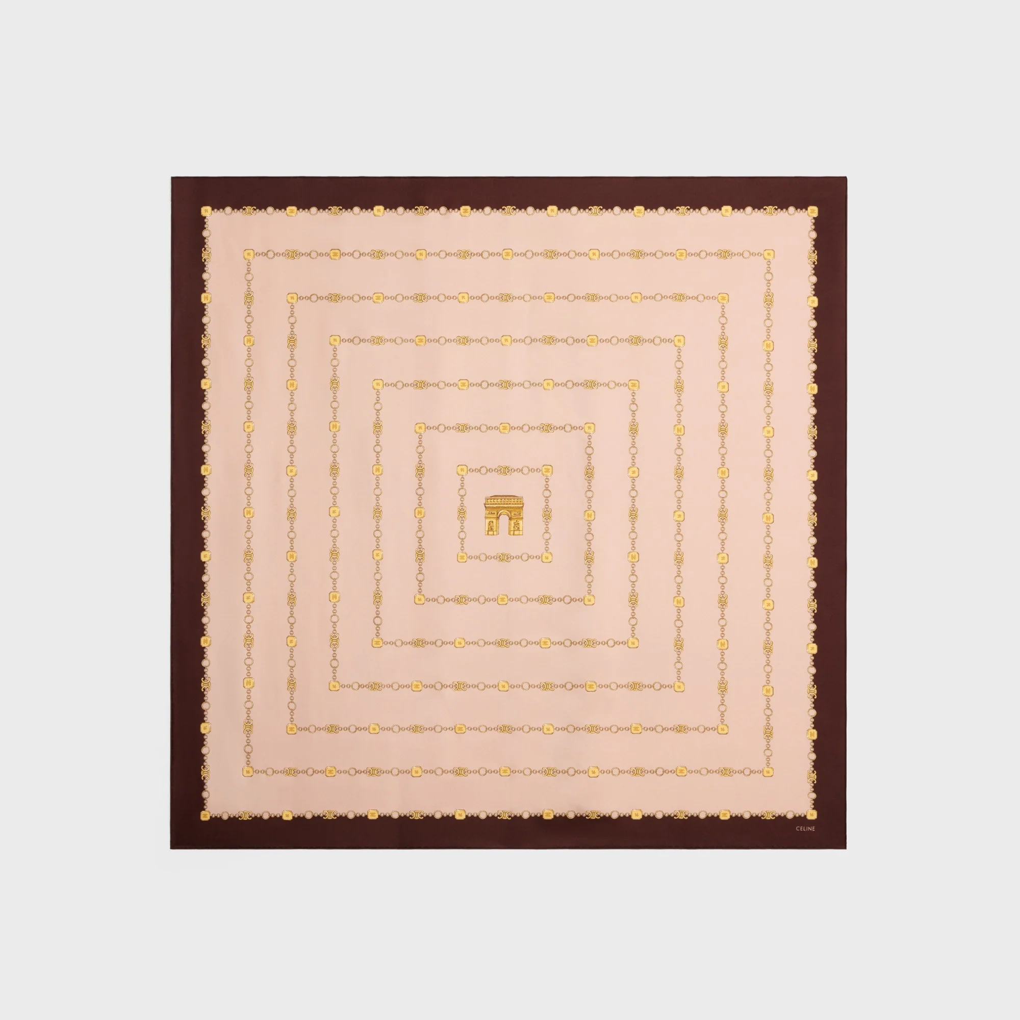 90X90Cm Square Twill Soie Arc De Triomphe - Light Blush / Brown