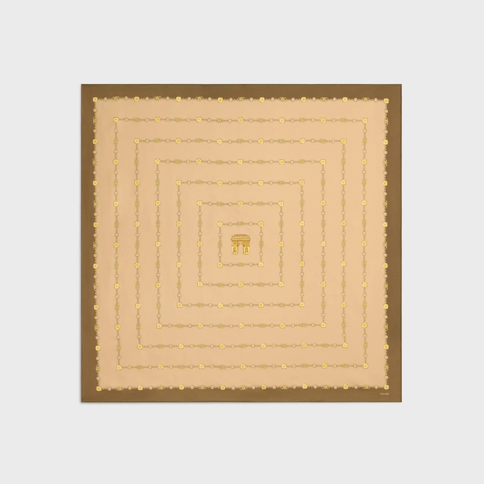 90X90Cm Square Twill Soie Arc De Triomphe - Beige/Noix