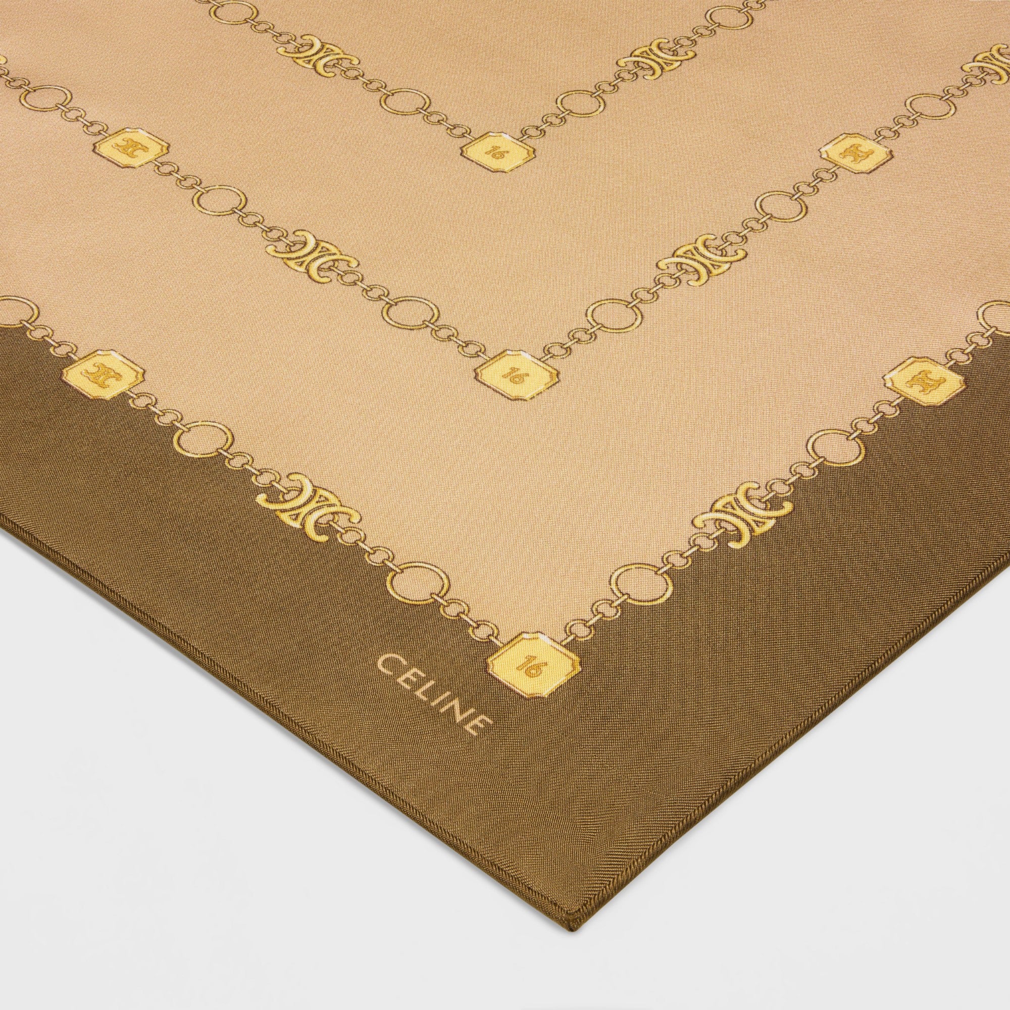90X90Cm Square Twill Soie Arc De Triomphe - Beige/Noix - Image 2