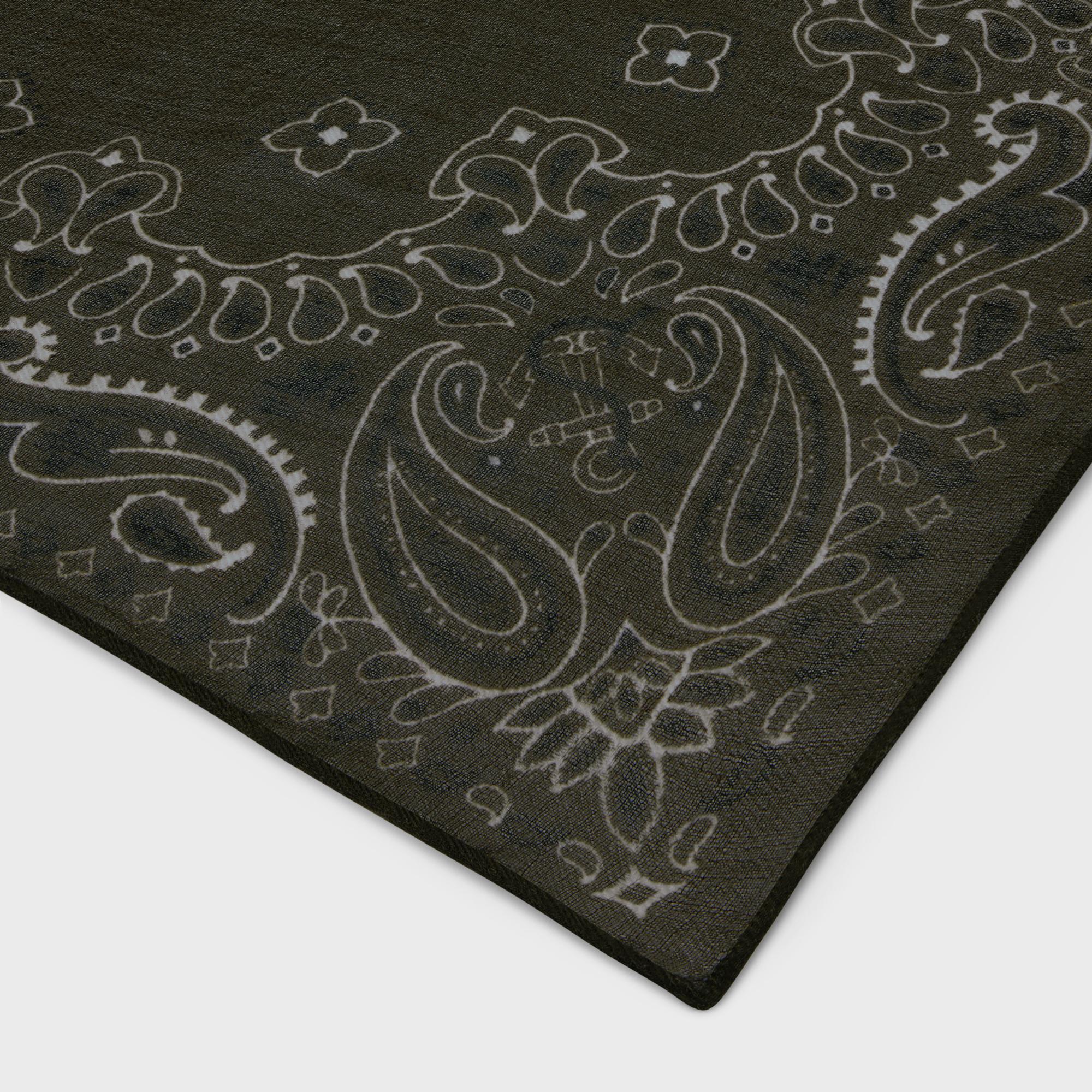 Stole Etamine Cashmere Etole Cachemire - Dark Kaki - Image 2