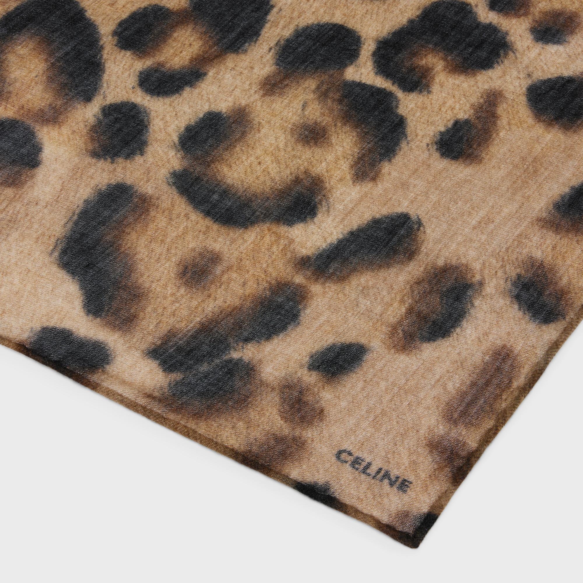Stole Etamine Cashmere Leopard Etole Cachemire - Brun - Image 2